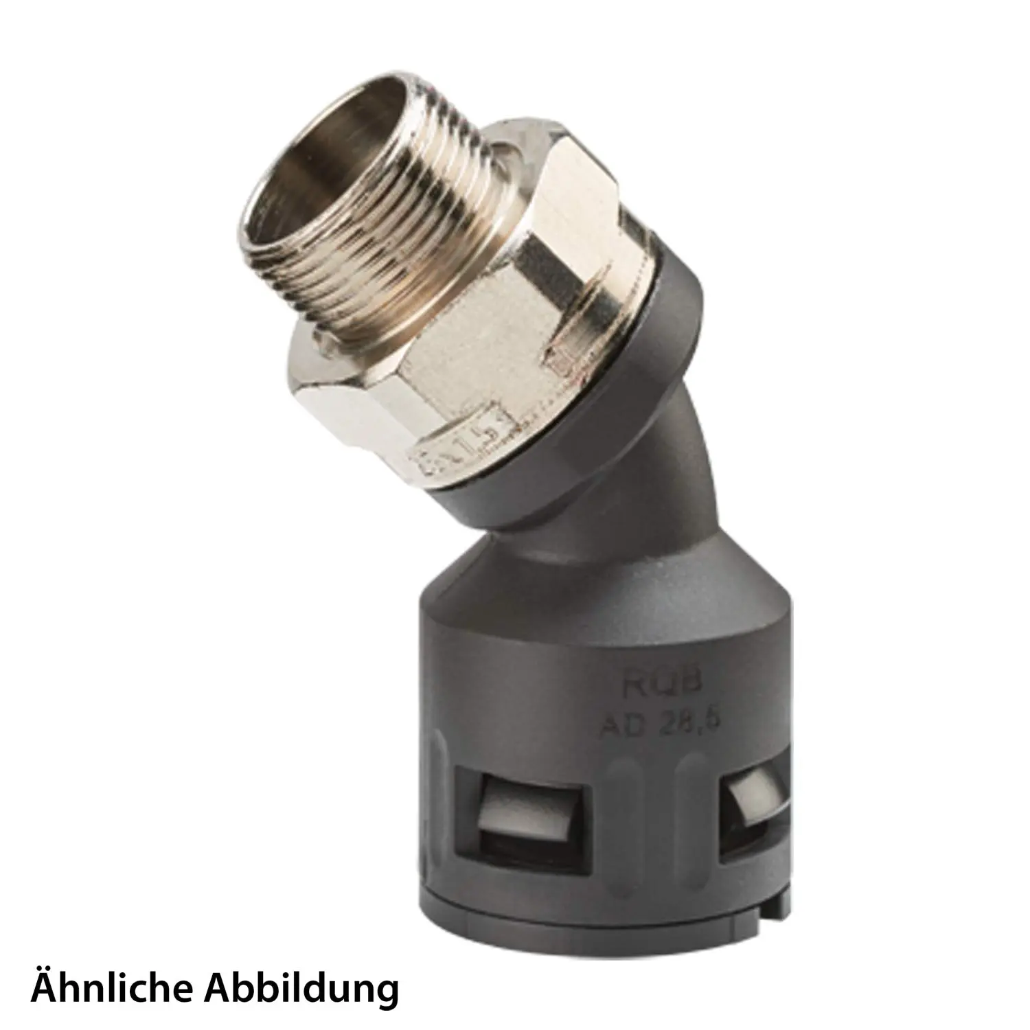 15131021220 FLEXA RQBK45DR-M Schnellverschraubung 45 Grad Bogen Gewinde M20x1,5 für Schlauch-Außendurchmesser 21,2mm hochdichtend mit drehbarem Messing-Außengewinde
