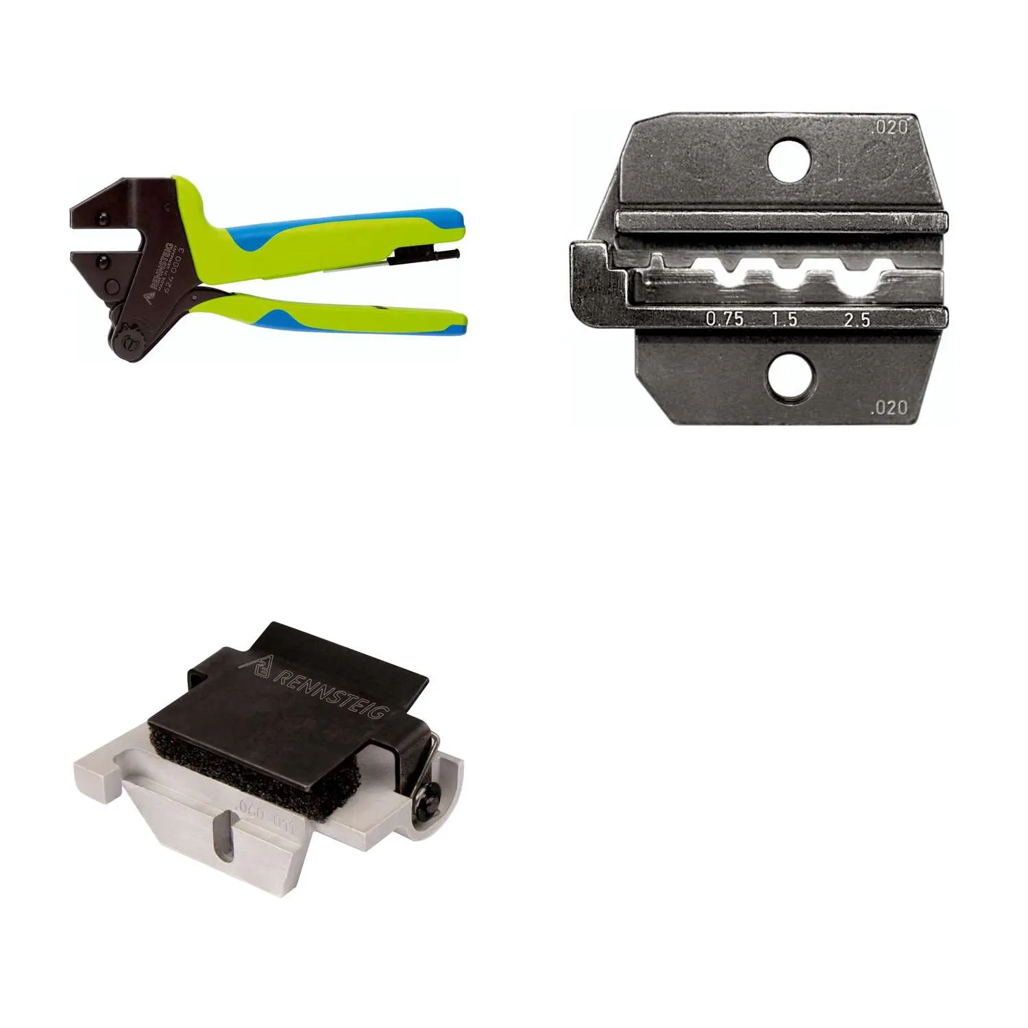 Produktfoto 1 von 624 020 3 0 K2 Rennsteig Werkzeuge GmbH Crimpzange PEW12 für unisolierte Verbinder und Kabelschuhe inkl. Crimpeinsätze und Kontaktaufnahme