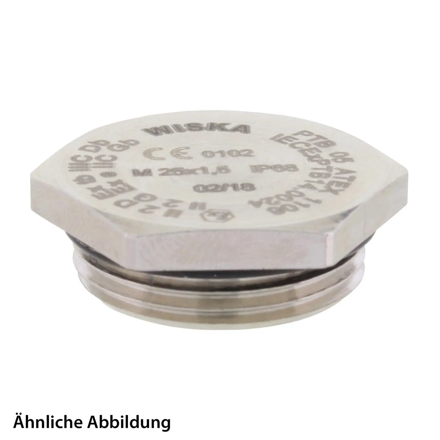 10065332 WISKA ATEX-Blindstopfen M16x1,5 Sechskant inkl. O-Ring Messing (CuZn) vernickelt II2DExtbIIICDb / II2GExebIICGb / II 2G (1,2) II 2D (21,22)
