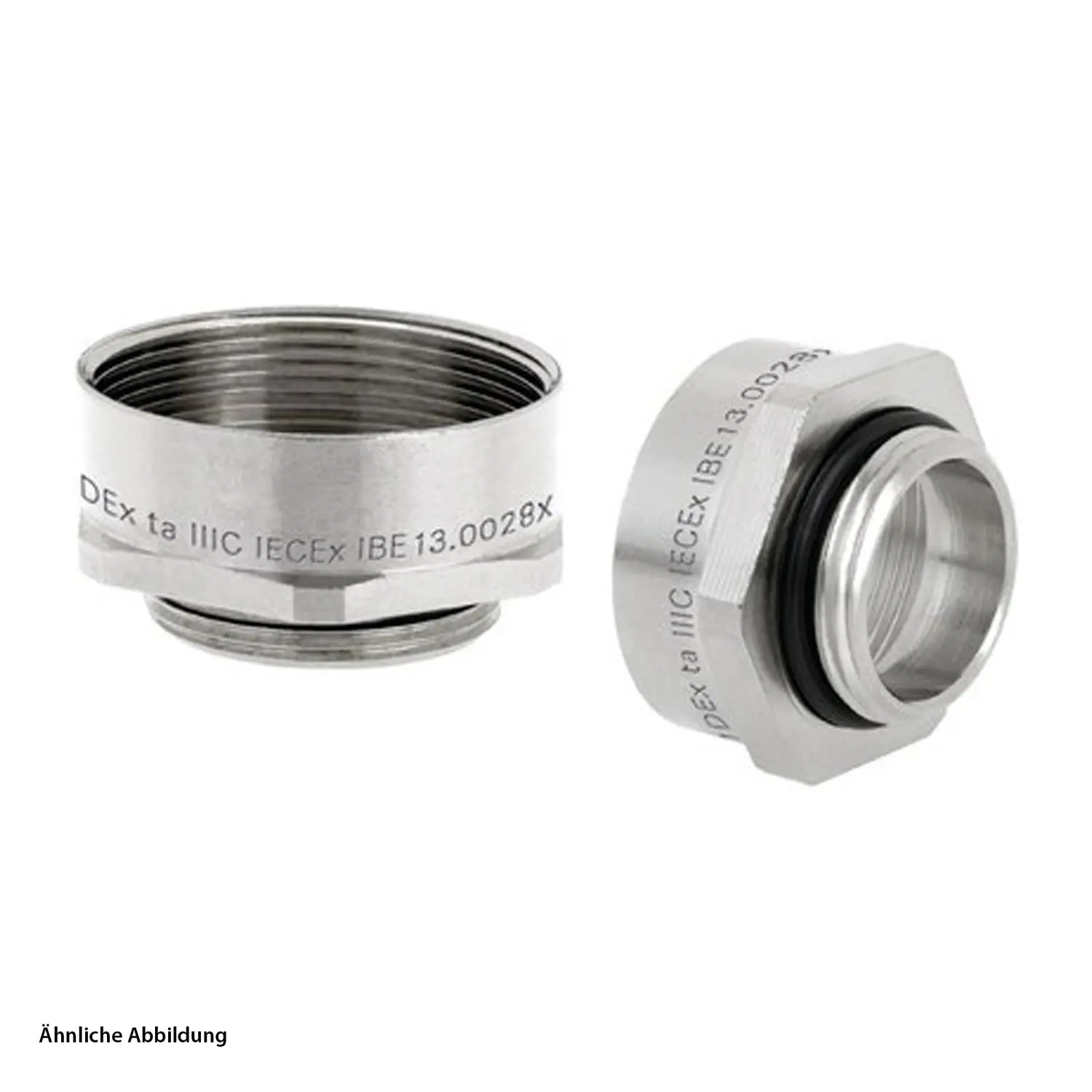 Produktfoto 1 von 52104586 LAPP ATEX-Erweiterung M/M von M50x1,5 auf M63x1,5 Sechskant Messing (CuZn) vernickelt II 2G (1,2) II 2D (21,22)