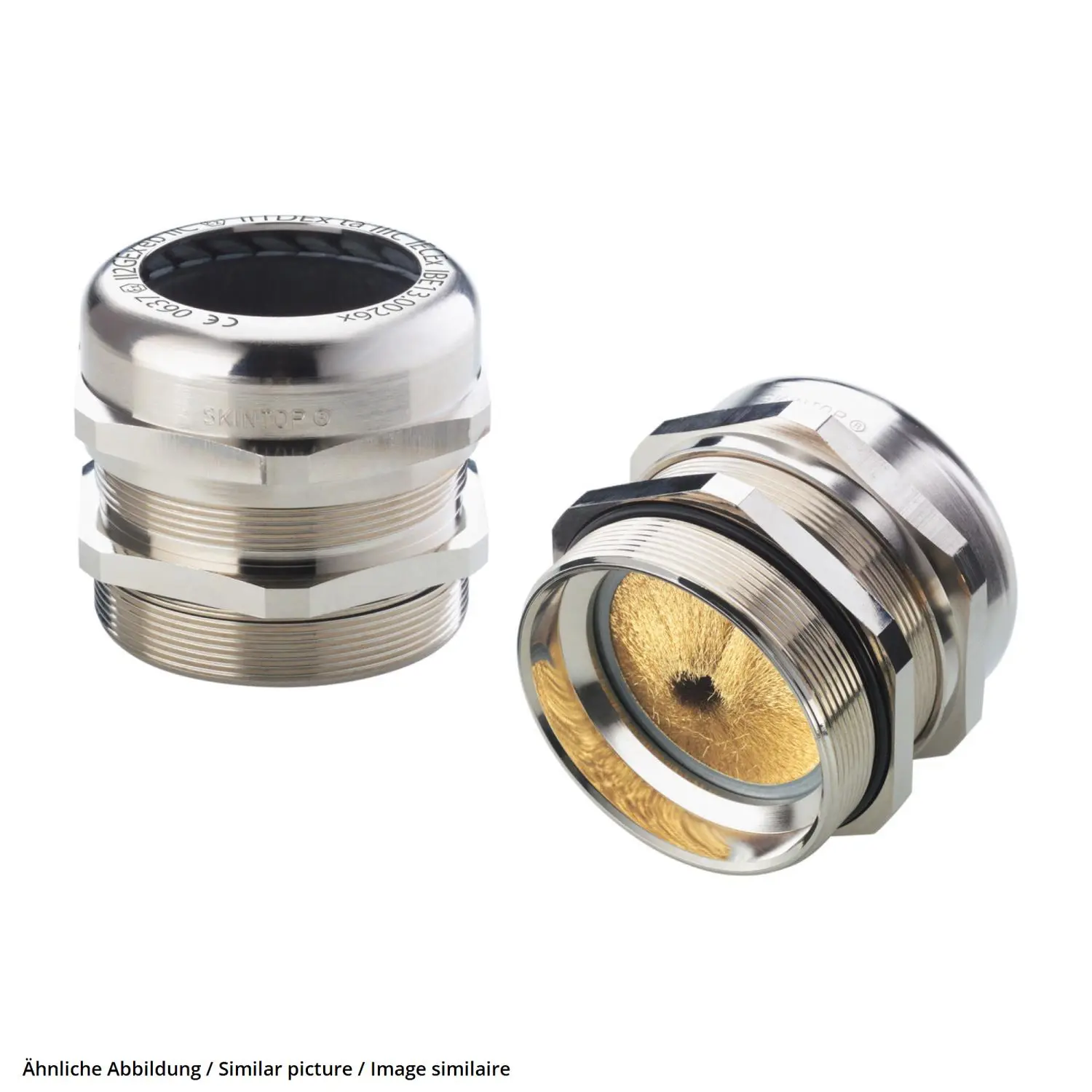 Produktfoto 1 von 52110028 LAPP ATEX-Verschraubung EMV-BRUSH M63x1,5 mit EMV-Bürste Plus Klemmbereich Messing (CuZn) vernickelt II 2G (1,2) II 2D (21,22)