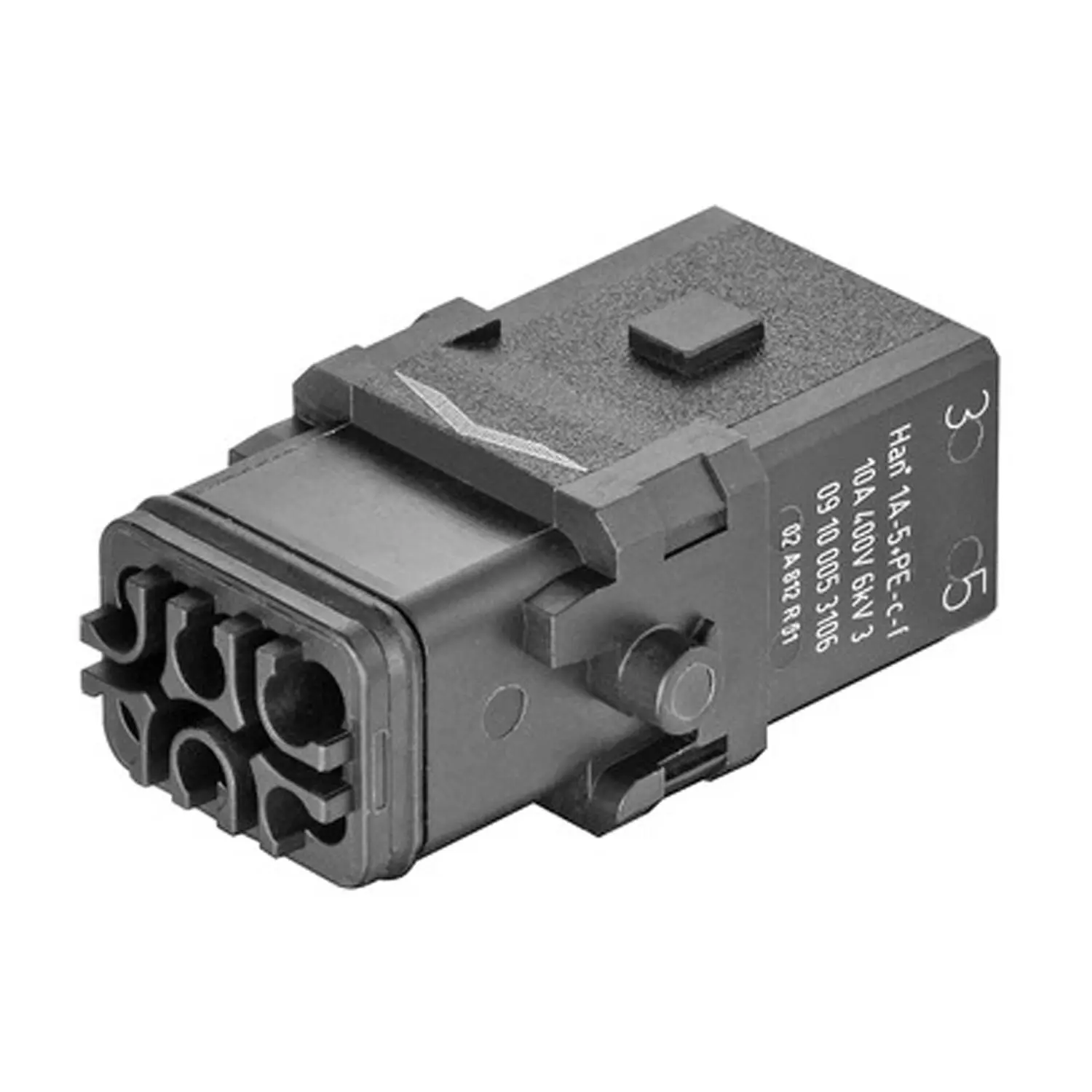 Produktfoto 1 von 09100053106 HARTING Han 1A Kompaktsteckverbinder Buchseneinsatz (F) Crimpanschluss, 5-polig+PE 400V, 10A