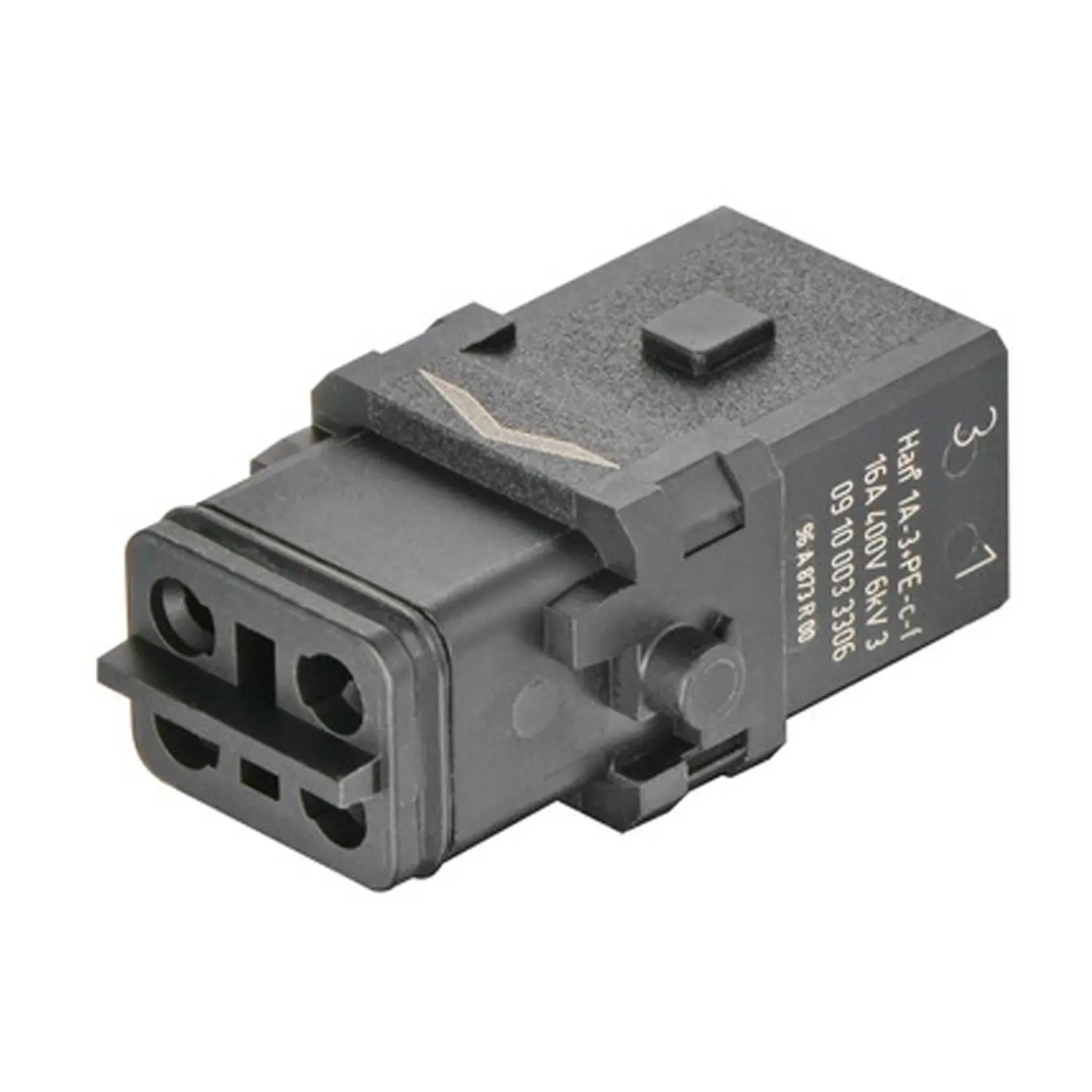 Produktfoto 1 von 09100033306 HARTING Han 1A Kompaktsteckverbinder Buchseneinsatz (F) Crimpanschluss, 3-polig+PE 400V, 16A