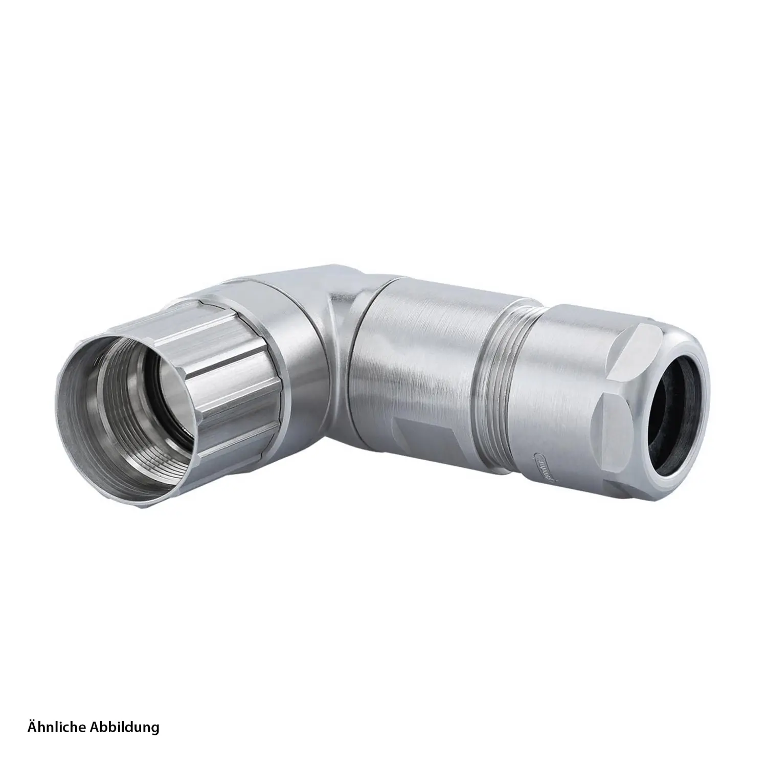 Produktfoto 1 von 7306500000 HUMMEL M23 Signal Kabelsteckverbinder EMV gewinkelt drehbar Kabelabgang seitlich, Klemmbereich 7,0mm - 12,0mm Farbe silber