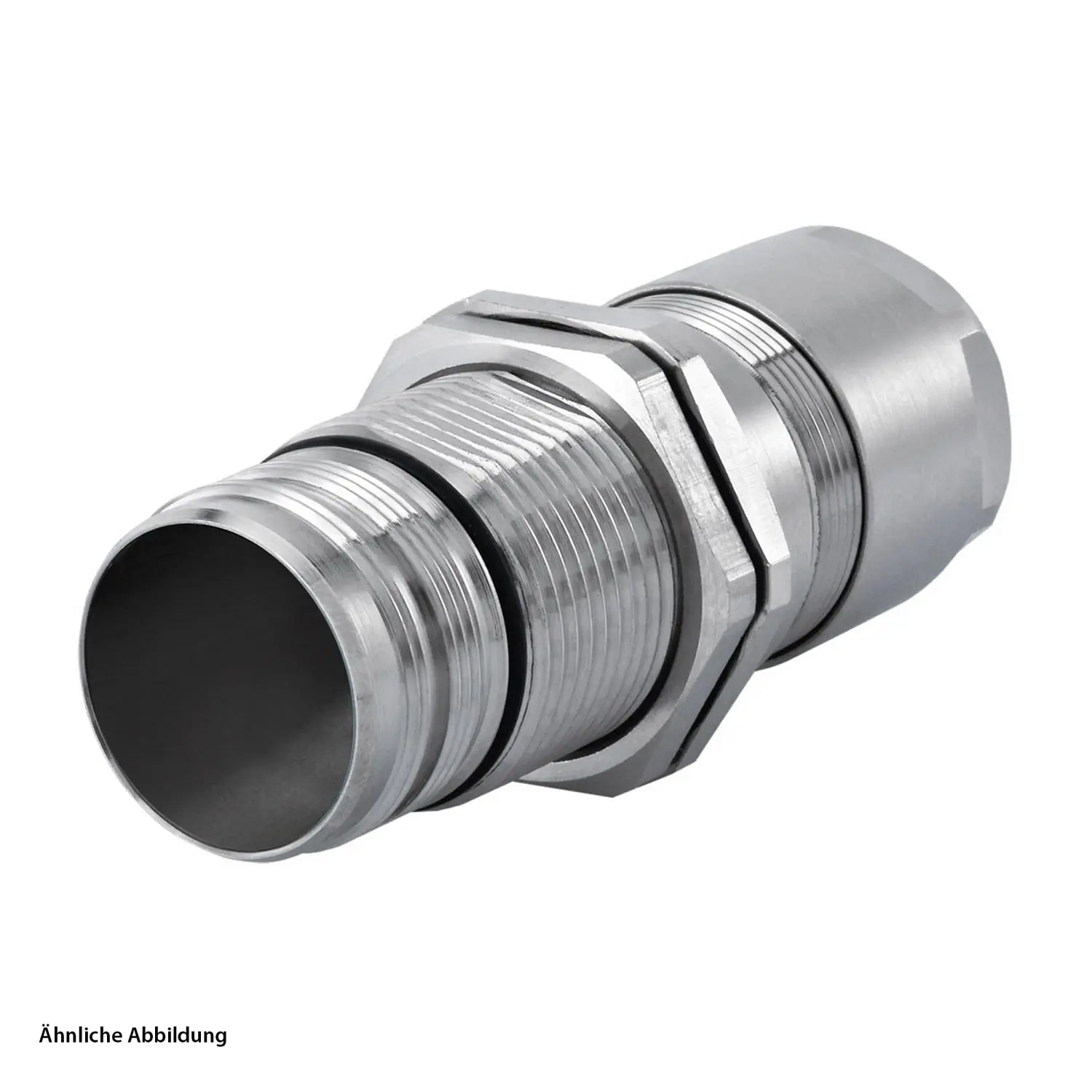Produktfoto 1 von 765350000S HUMMEL M23 Leistung Wanddurchführung Kupplung gerade mit Gegenmutter Hinterwand, Klemmbereich 7,0mm - 12,0mm 200V, Farbe silber