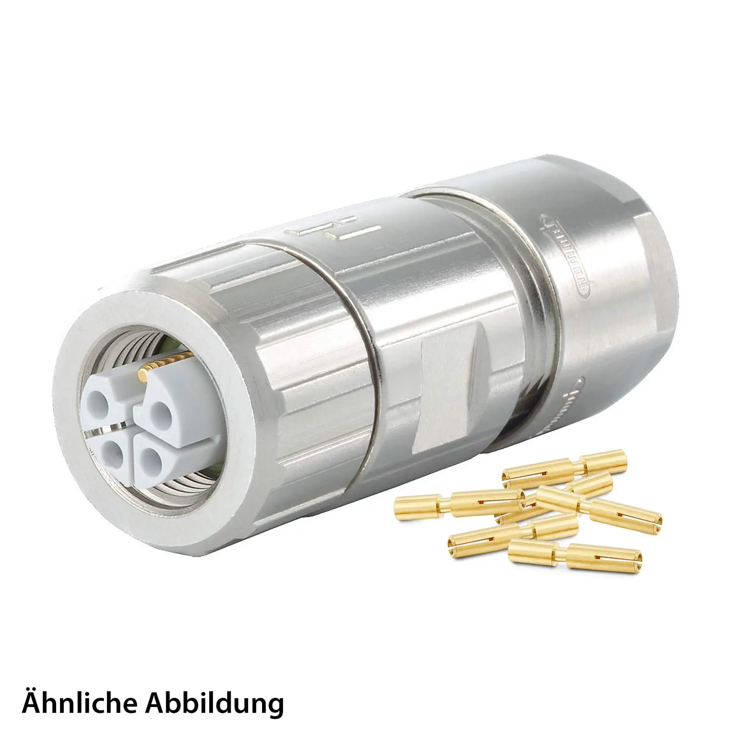 Produktfoto 1 von 799910015K HUMMEL SET inkl. Kontakte M12 Power Kabelsteckverbinder, Crimpeinsatz gerade L-kodiert Polzahl 4+PE, Buchse / PE-Stift Kabelabgang gerade, Klemmbereich 3,0mm - 6,0mm