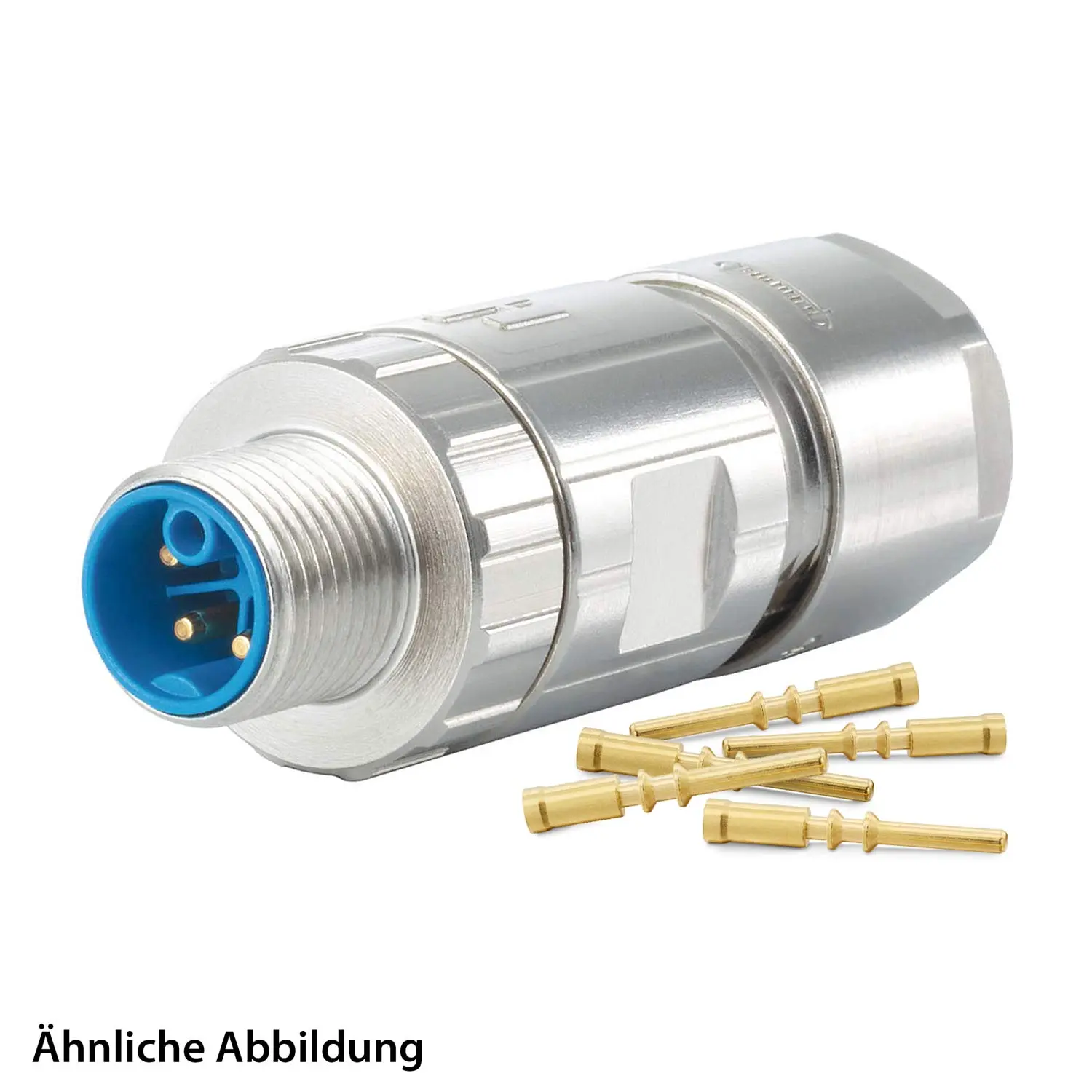 Produktfoto 1 von 799910048K HUMMEL SET inkl. Kontakte M12 Power Kupplungssteckverbinder, Crimpeinsatz gerade K-kodiert Polzahl 4+PE, Stift / PE-Buchse Kabelabgang gerade, Klemmbereich 8,0mm - 11,0mm