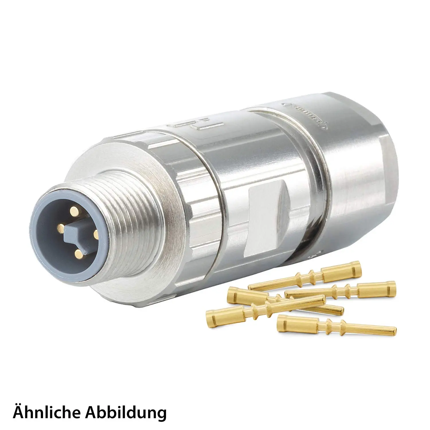 Produktfoto 1 von 799910057K HUMMEL SET inkl. Kontakte M12 Power Kupplungssteckverbinder, Schraubein. gerade T-kodiert Polzahl 4-pol., Stift Kabelabgang gerade, Klemmbereich 8,0mm - 11,0mm