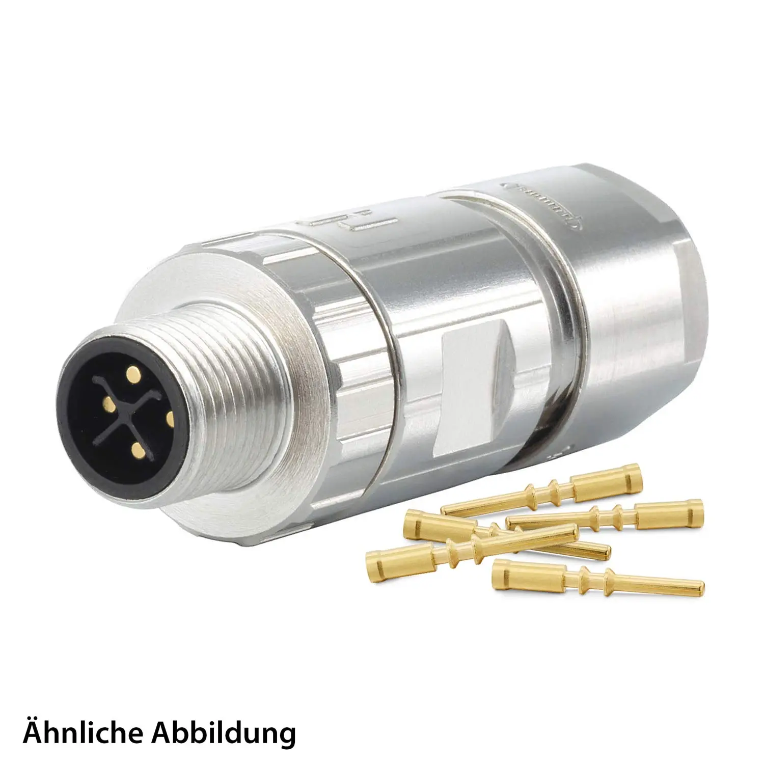 Produktfoto 1 von 799910056K HUMMEL SET inkl. Kontakte M12 Power Kupplungssteckverbinder, Schraubein. gerade S-kodiert Polzahl 3+PE, Stift Kabelabgang gerade, Klemmbereich 8,0mm - 11,0mm
