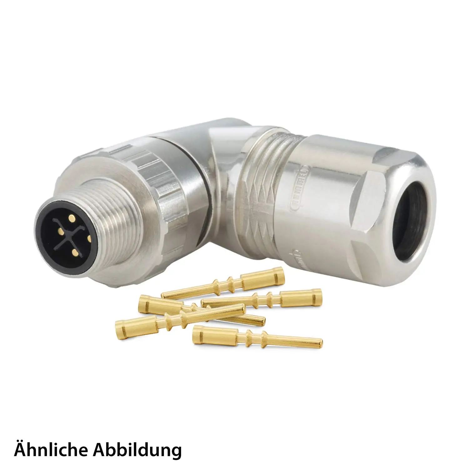 799910100K HUMMEL SET inkl. Kontakte M12 Power Kupplungssteckverbinder, Schraubein. gewinkelt S-kodiert Polzahl 3+PE, Stift Kabelabgang seitlich, Klemmbereich 3,0mm - 6,0mm