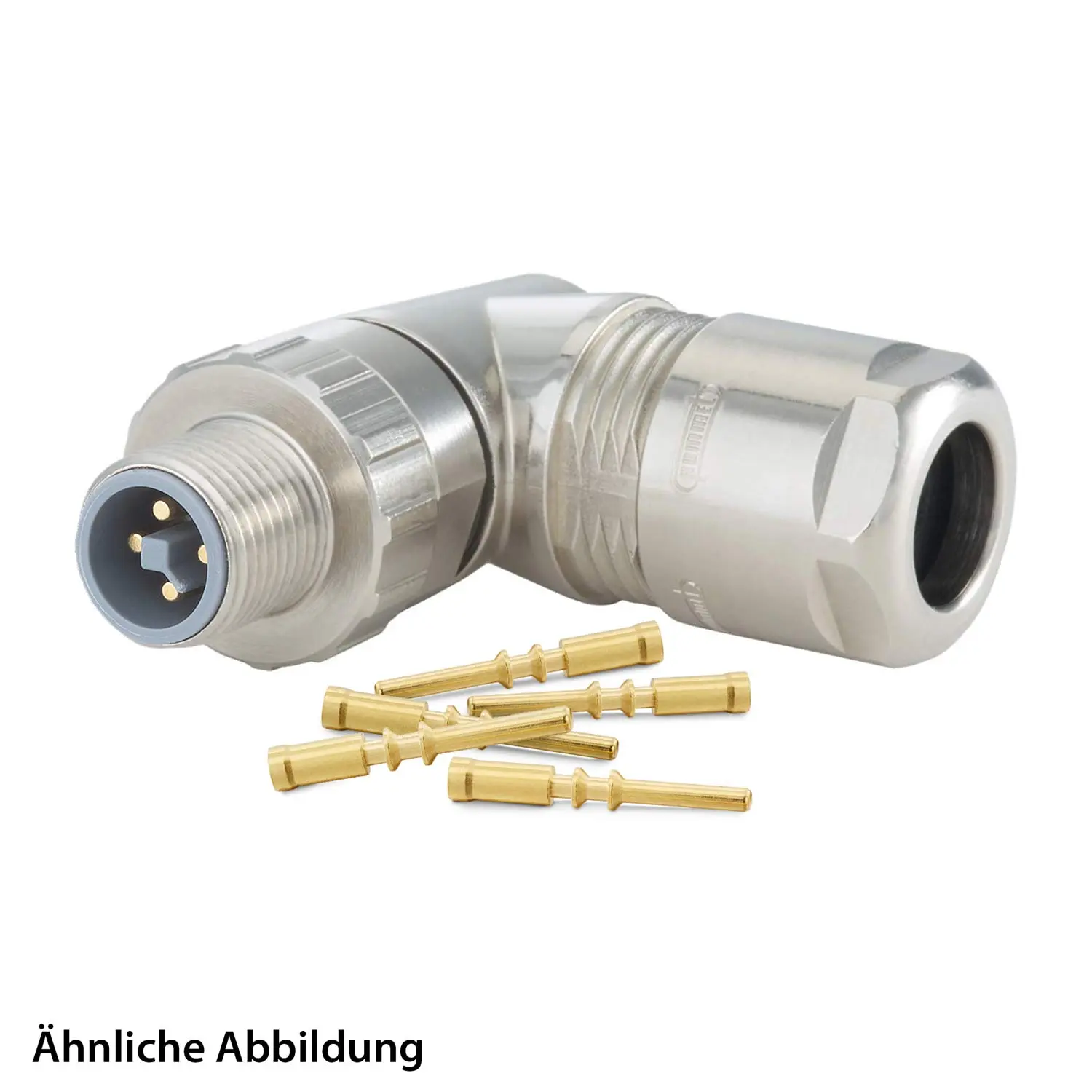 799910101K HUMMEL SET inkl. Kontakte M12 Power Kupplungssteckverbinder, Schraubein. gewinkelt T-kodiert Polzahl 4-pol., Stift Kabelabgang seitlich, Klemmbereich 3,0mm - 6,0mm