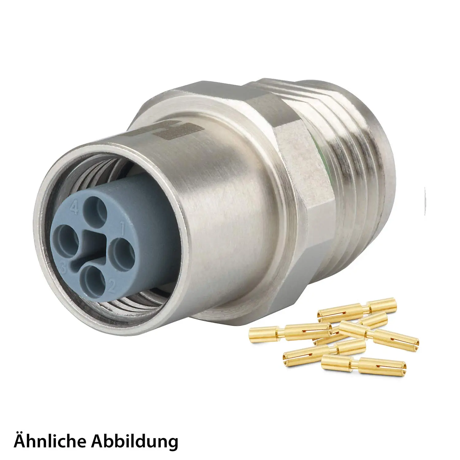 Produktfoto 1 von 799910161K HUMMEL SET inkl. Kontakte M12 Power Gerätesteckverbinder, Schraubeinsatz gerade T-kodiert Polzahl 4-pol., Buchse mit Gegenmutter Vorderwand
