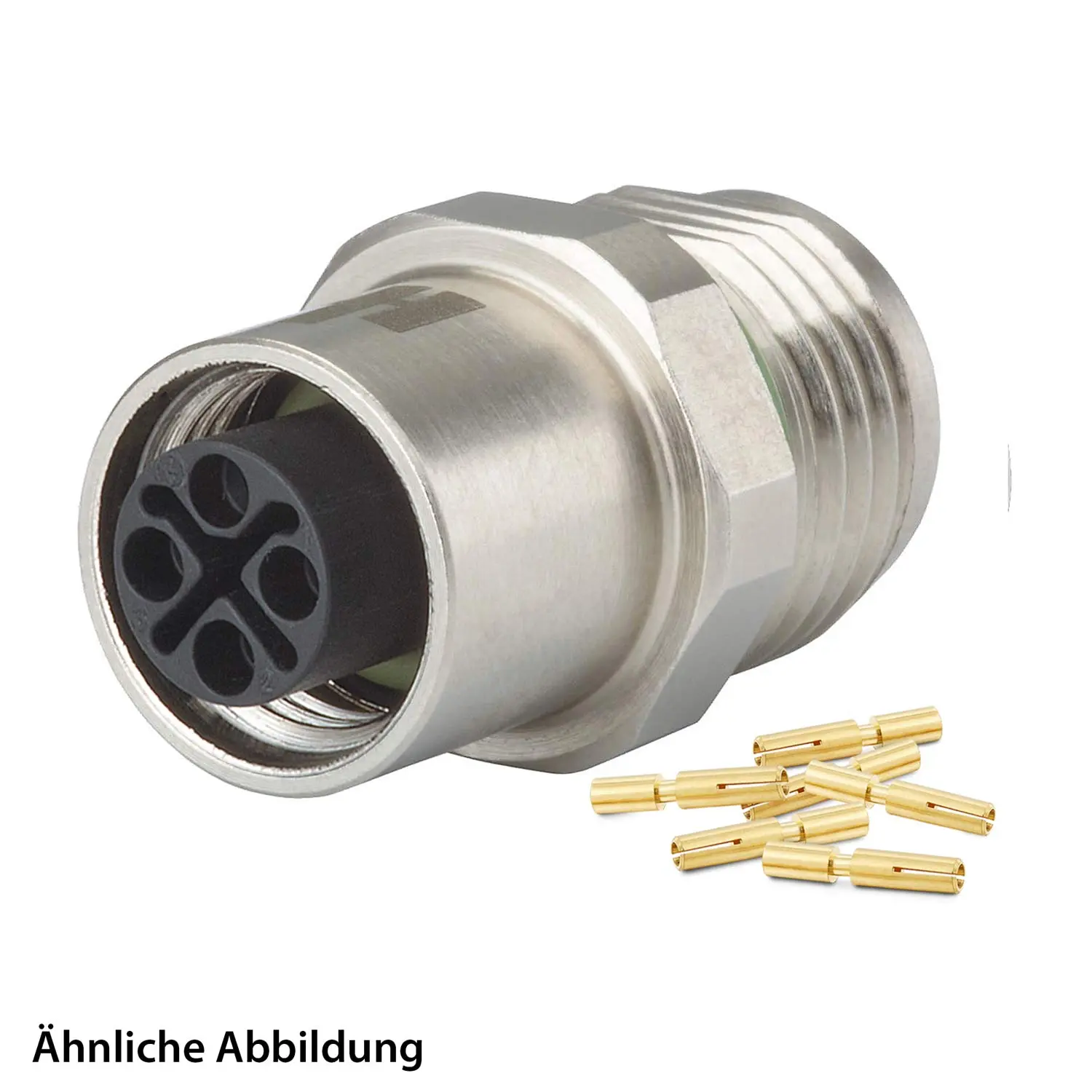 Produktfoto 1 von 799910146K HUMMEL SET inkl. Kontakte M12 Power Gerätesteckverbinder, Schraubeinsatz gerade S-kodiert Polzahl 3+PE, Buchse Vorderwand