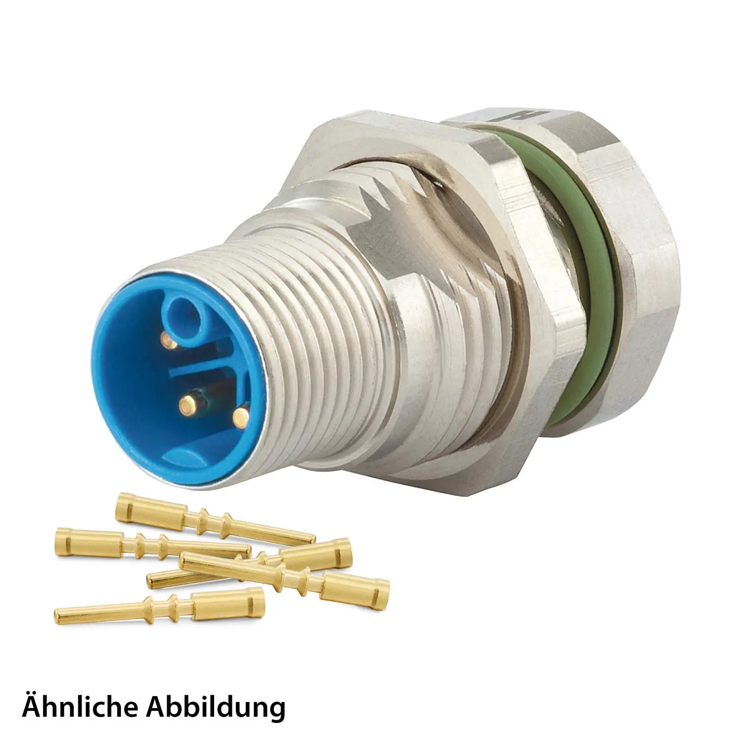 Produktfoto 1 von 799910163K HUMMEL SET inkl. Kontakte M12 Power Gerätesteckverbinder, Crimpeinsatz gerade K-kodiert Polzahl 4+PE, Stift / PE-Buchse Hinterwand
