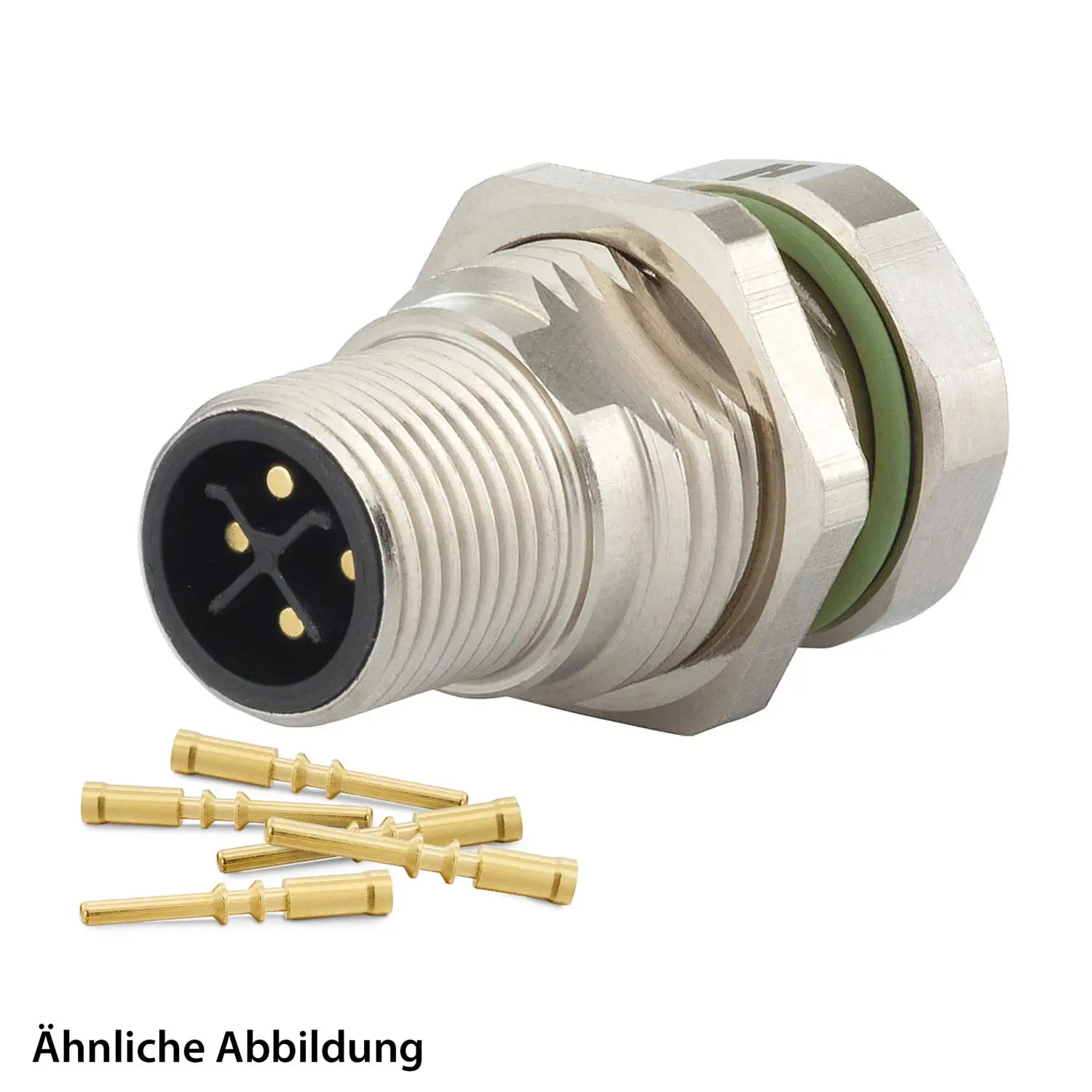 Produktfoto 1 von 799910168K HUMMEL SET inkl. Kontakte M12 Power Gerätesteckverbinder, Schraubeinsatz gerade S-kodiert Polzahl 3+PE, Stift Hinterwand