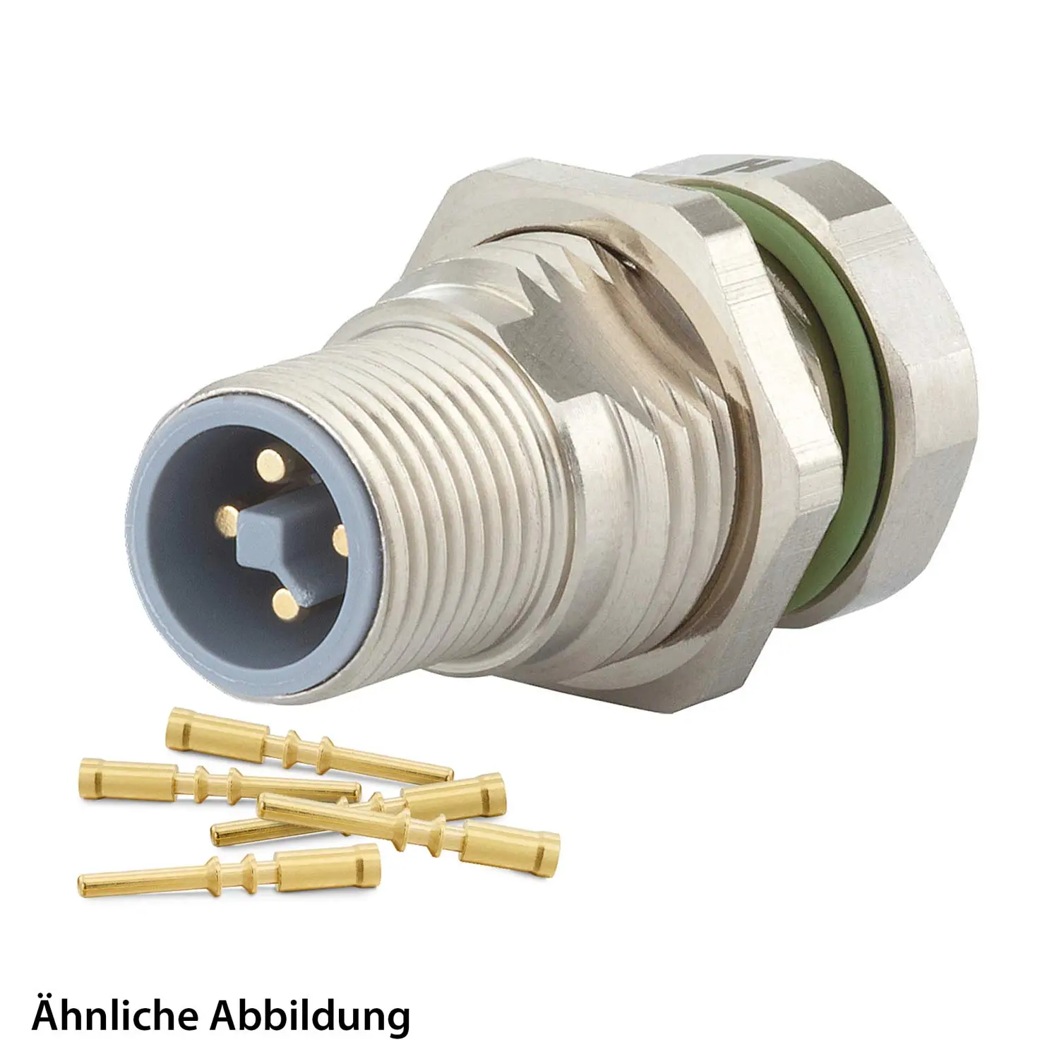 Produktfoto 1 von 799910169K HUMMEL SET inkl. Kontakte M12 Power Gerätesteckverbinder, Schraubeinsatz gerade T-kodiert Polzahl 4-pol., Stift Hinterwand