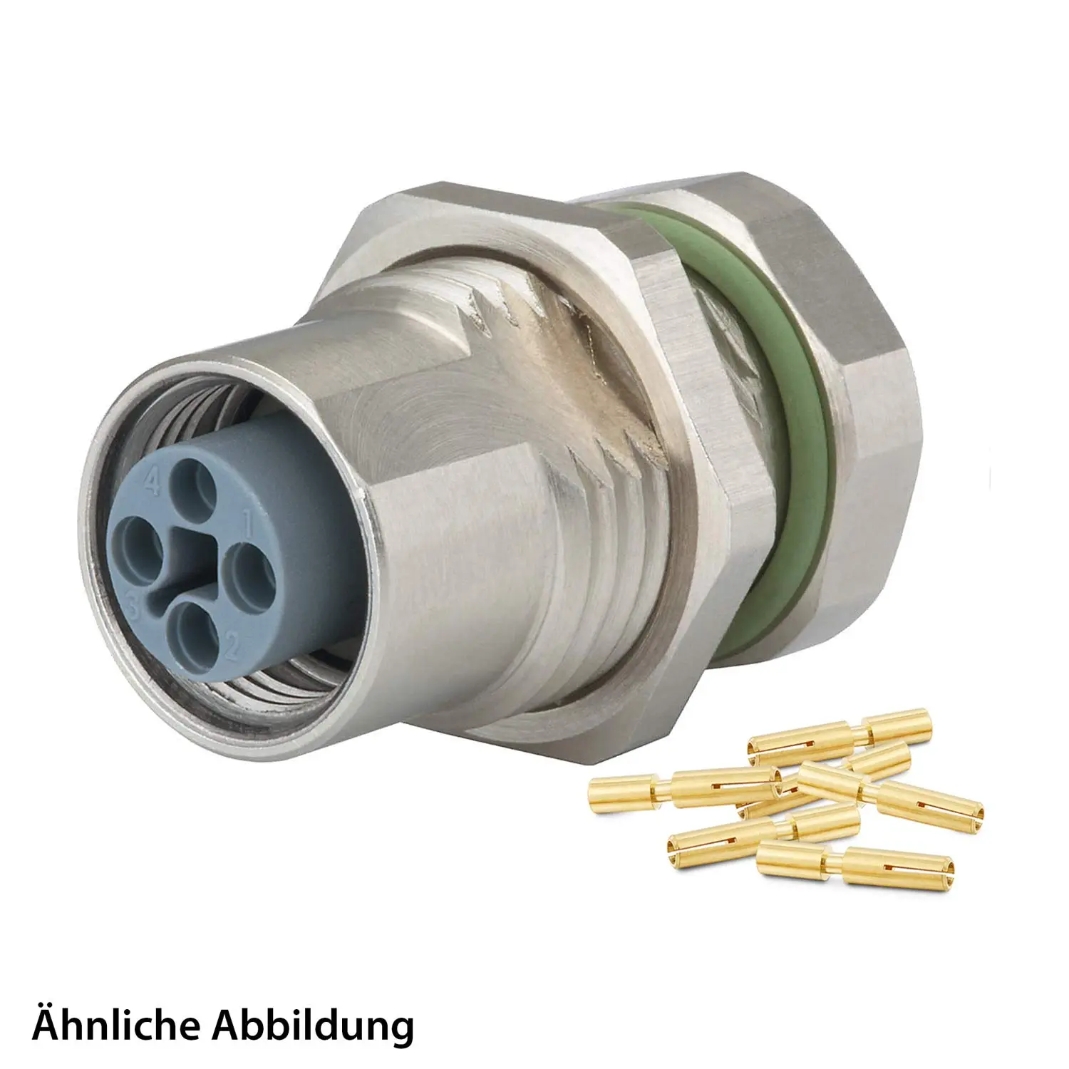 799910177K HUMMEL SET inkl. Kontakte M12 Power Gerätesteckverbinder, Schraubeinsatz gerade T-kodiert Polzahl 4-pol., Buchse Hinterwand