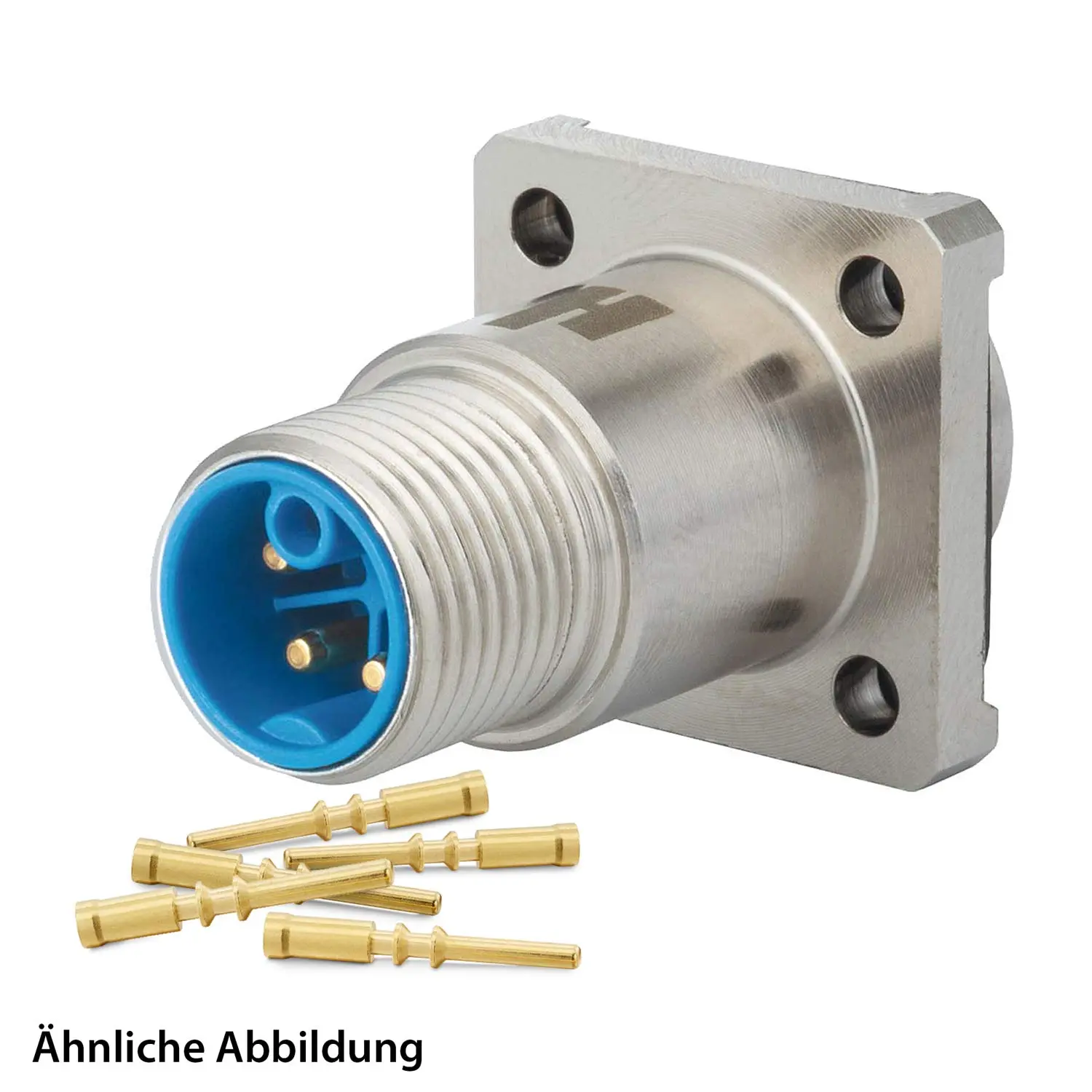 Produktfoto 1 von 799910180K HUMMEL SET inkl. Kontakte M12 Power Gerätesteckverbinder, Crimpeinsatz gerade K-kodiert Polzahl 4+PE, Stift / PE-Buchse Vorderwand