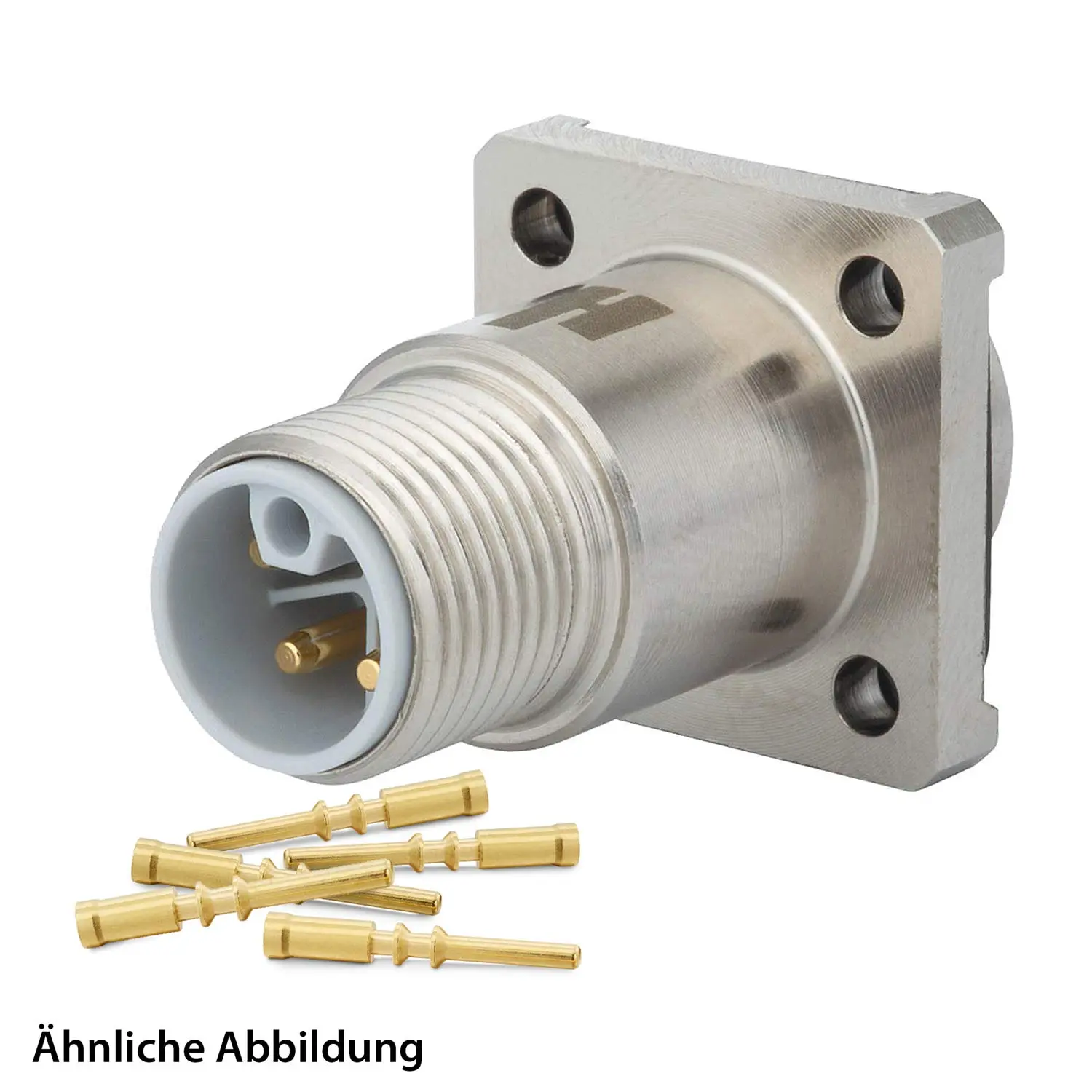 799910181K HUMMEL SET inkl. Kontakte M12 Power Gerätesteckverbinder, Crimpeinsatz gerade L-kodiert Polzahl 4+PE, Stift / PE-Buchse Vorderwand