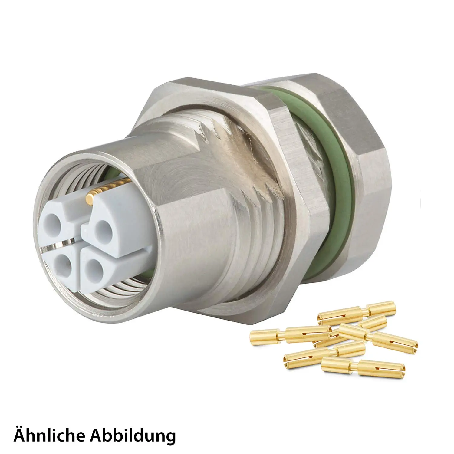 799910175K HUMMEL SET inkl. Kontakte M12 Power Gerätesteckverbinder, Crimpeinsatz gerade L-kodiert Polzahl 4+PE, Buchse / PE-Stift Hinterwand