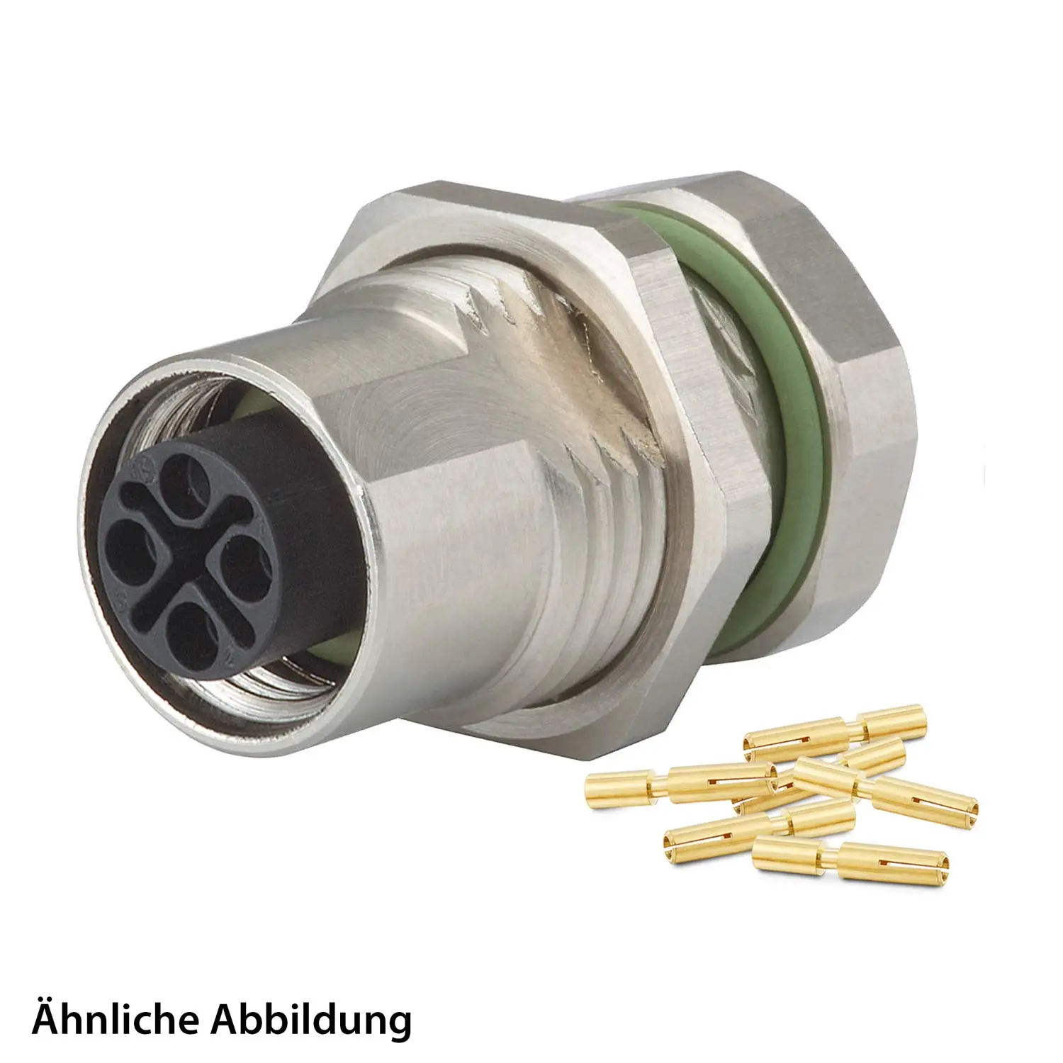 799910176K HUMMEL SET inkl. Kontakte M12 Power Gerätesteckverbinder, Schraubeinsatz gerade S-kodiert Polzahl 3+PE, Buchse Hinterwand