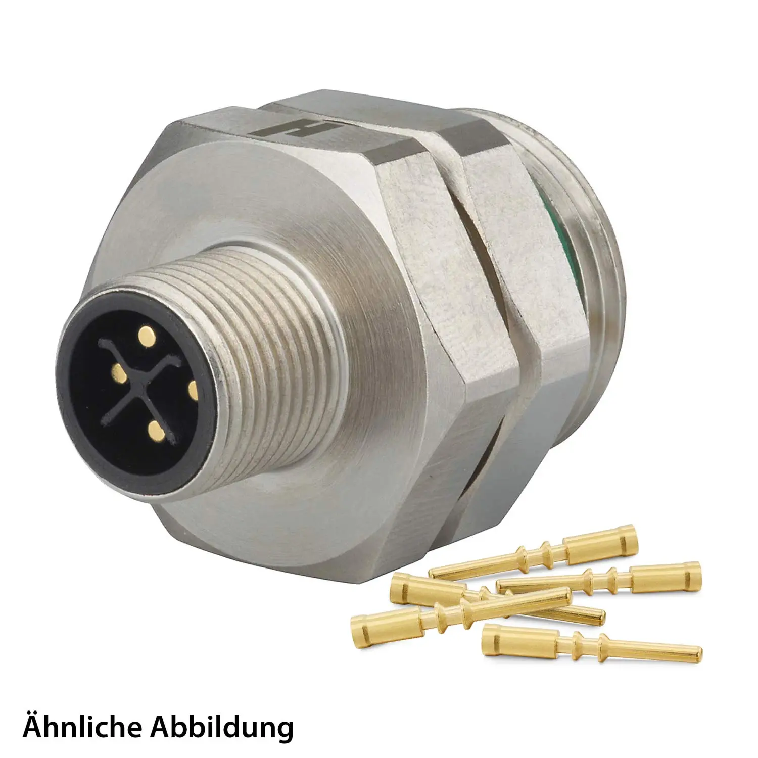 Produktfoto 1 von 799910192K HUMMEL SET inkl. Kontakte M12 Power Gerätesteckverbinder, Schraubeinsatz gerade S-kodiert Polzahl 3+PE, Stift orientierbar Vorderwand