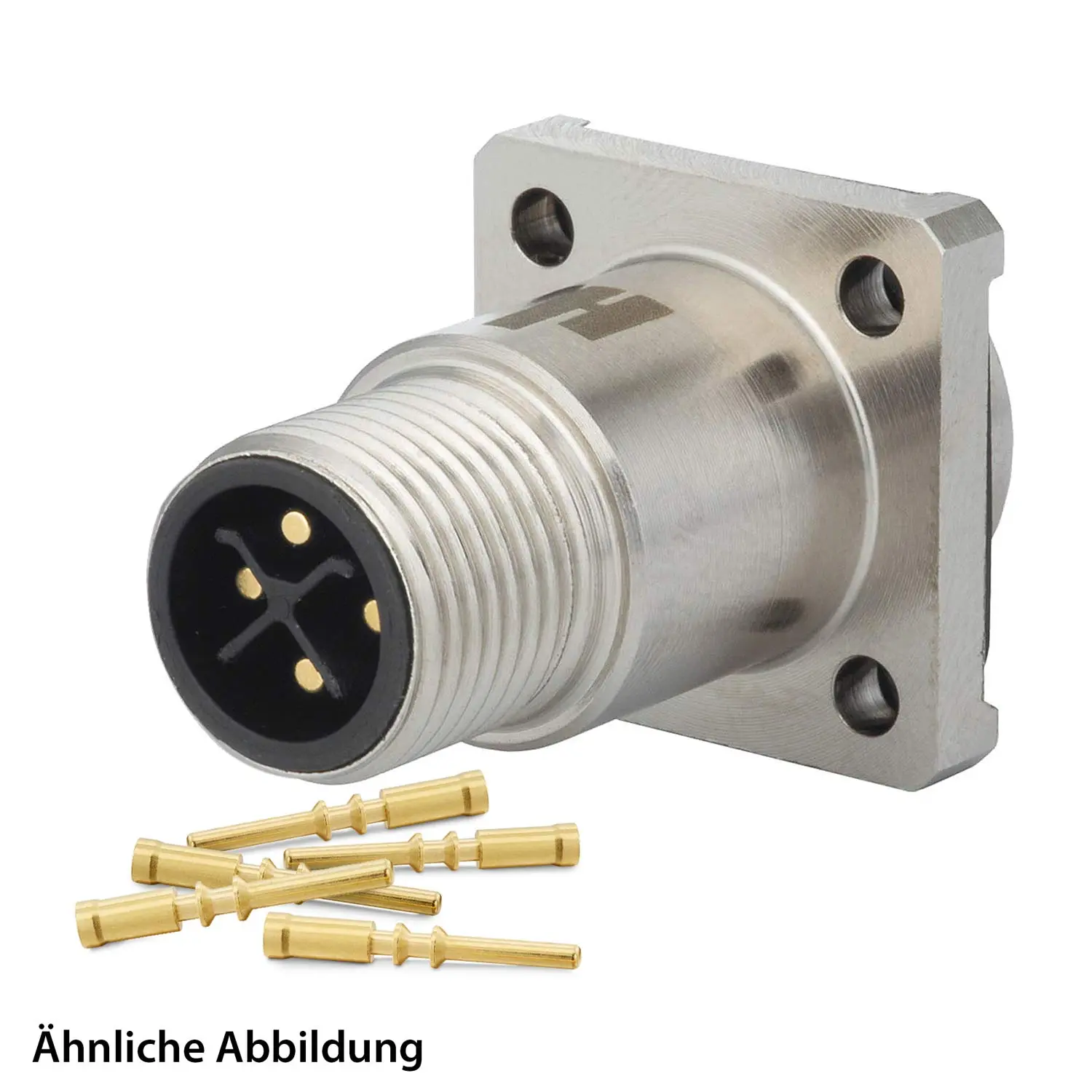Produktfoto 1 von 799910184K HUMMEL SET inkl. Kontakte M12 Power Gerätesteckverbinder, Schraubeinsatz gerade S-kodiert Polzahl 3+PE, Stift Vorderwand