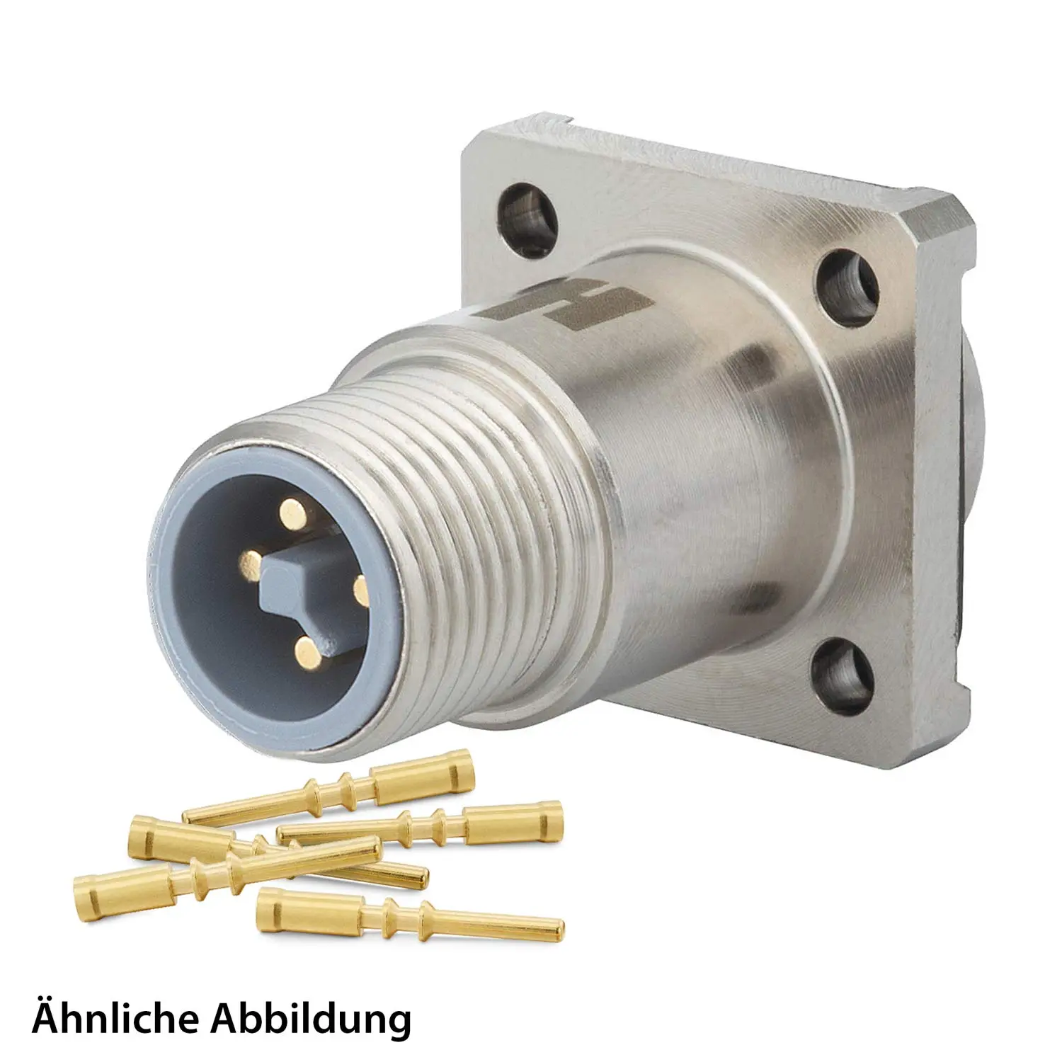 Produktfoto 1 von 799910185K HUMMEL SET inkl. Kontakte M12 Power Gerätesteckverbinder, Schraubeinsatz gerade T-kodiert Polzahl 4-pol., Stift Vorderwand