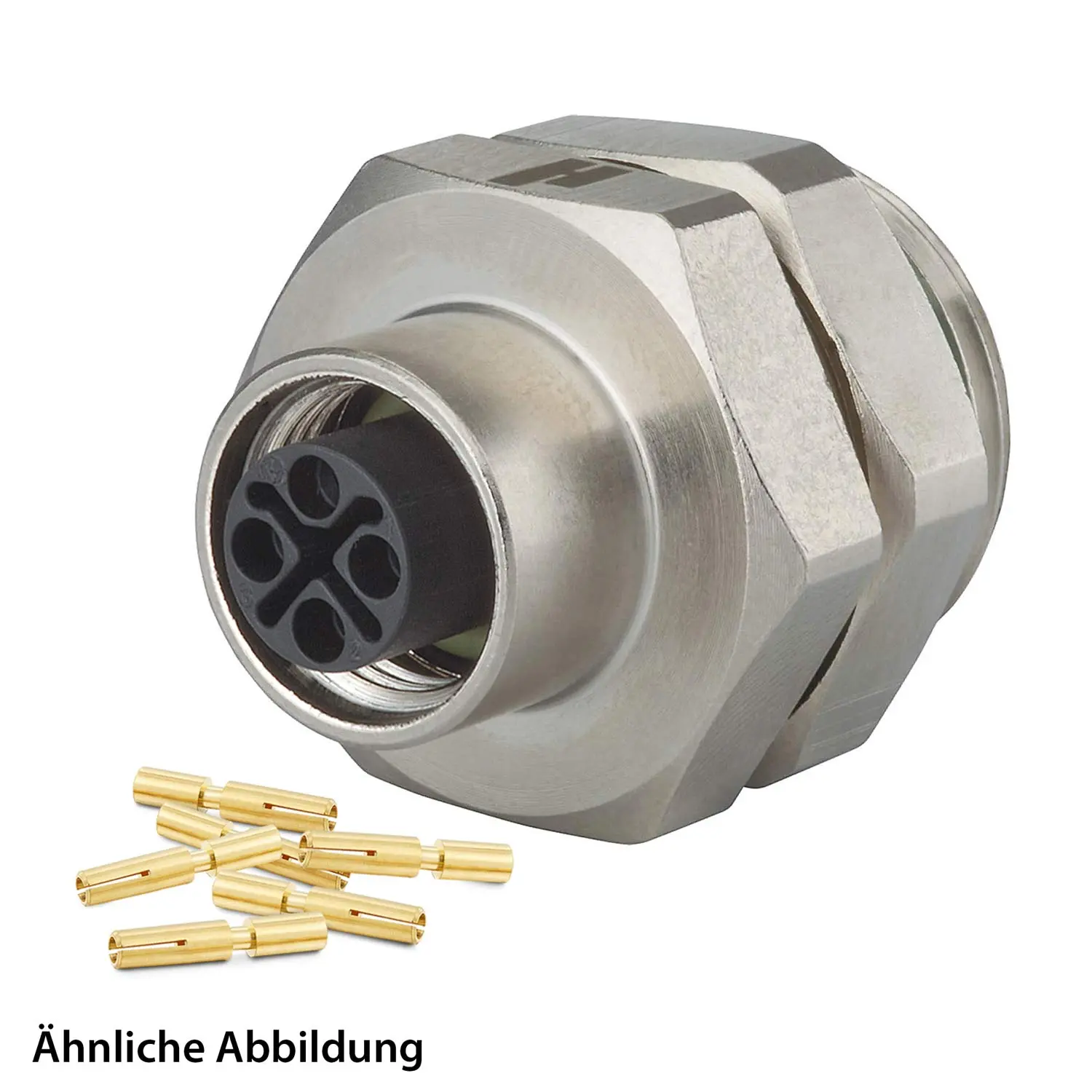 Produktfoto 1 von 799910200K HUMMEL SET inkl. Kontakte M12 Power Gerätesteckverbinder, Schraubeinsatz gerade S-kodiert Polzahl 3+PE, Buchse orientierbar Vorderwand