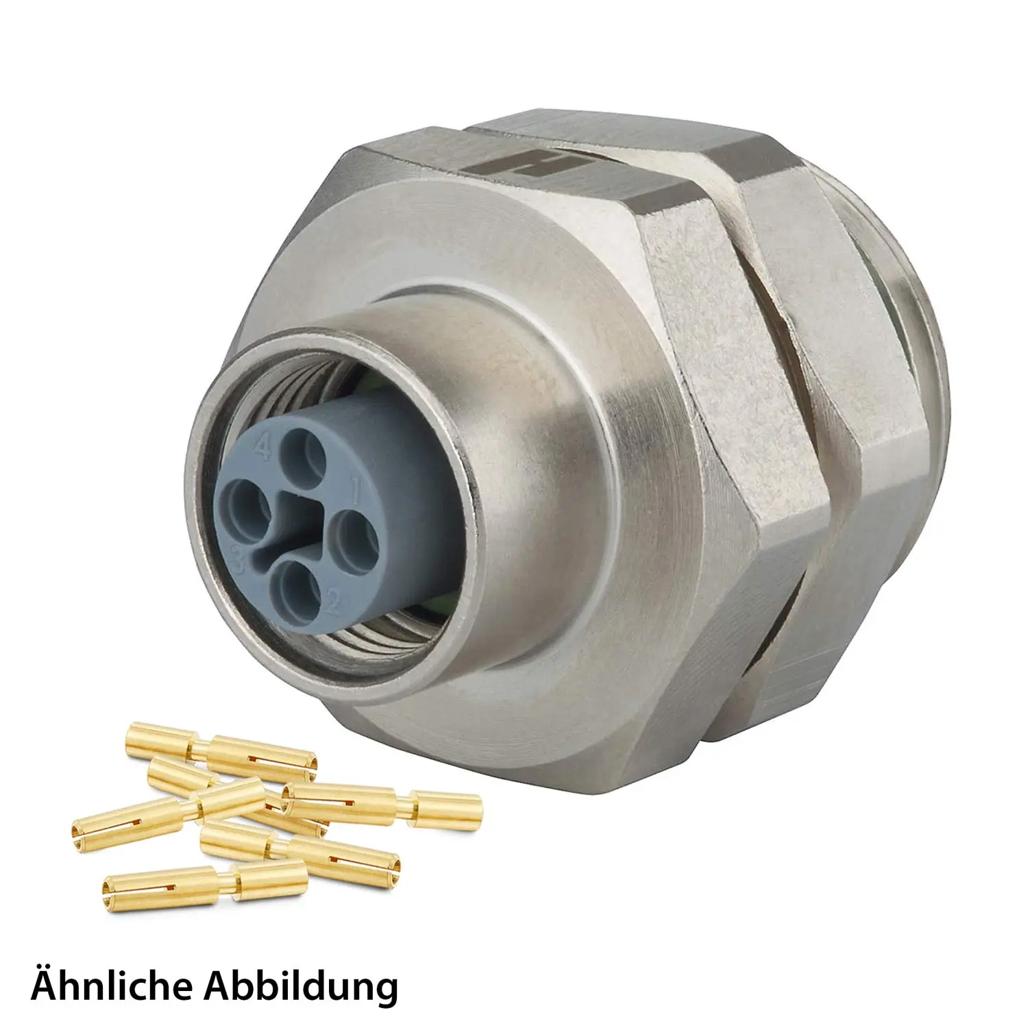 Produktfoto 1 von 799910201K HUMMEL SET inkl. Kontakte M12 Power Gerätesteckverbinder, Schraubeinsatz gerade T-kodiert Polzahl 4-pol., Buchse orientierbar Vorderwand