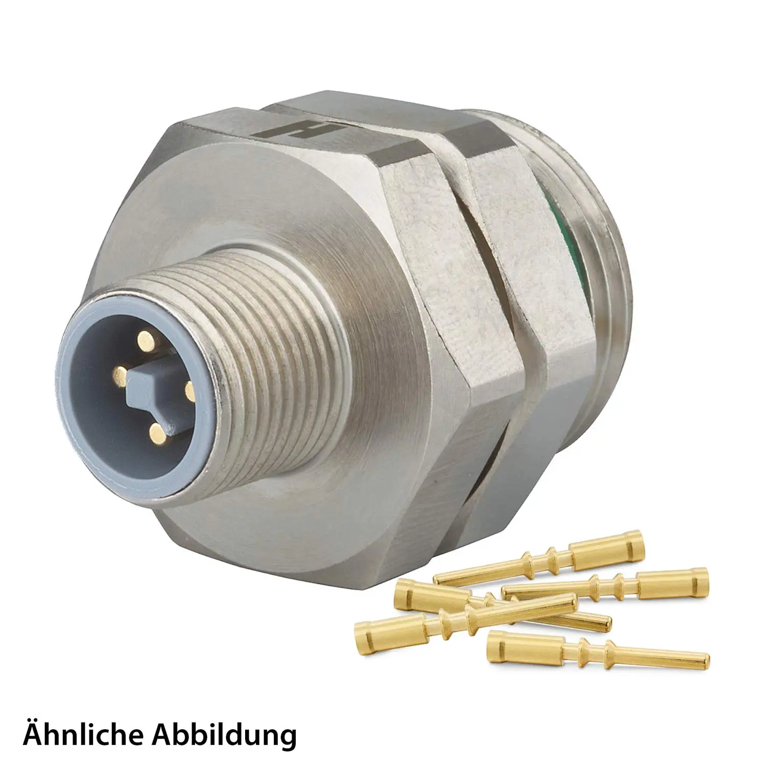 Produktfoto 1 von 799910193K HUMMEL SET inkl. Kontakte M12 Power Gerätesteckverbinder, Schraubeinsatz gerade T-kodiert Polzahl 4-pol., Stift orientierbar Vorderwand