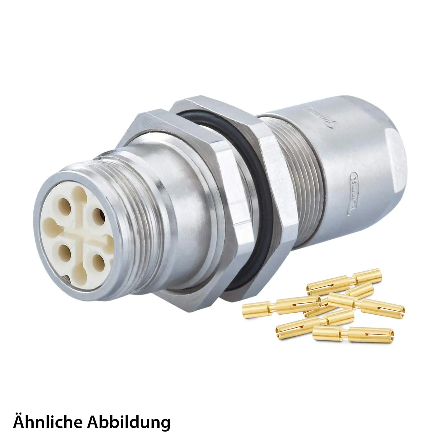 799910609K HUMMEL SET inkl. Kontakte M16 Wanddurchführung Kupplung, Crimpein. gerade Polzahl 3-pol., Buchse mit Gegenmutter Hinterwand, Kabelabgang gerade, Klemmbereich 2,0mm - 7,0mm