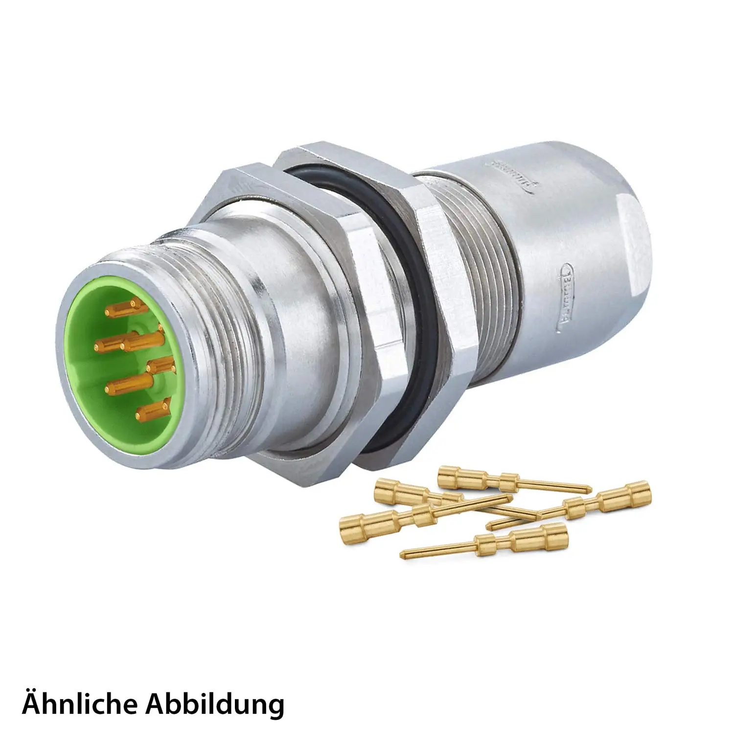799910632K HUMMEL SET inkl. Kontakte M16 Wanddurchführung Kupplung, Crimpein. gerade Polzahl 18-pol., Stift mit Gegenmutter Hinterwand, Kabelabgang gerade, Klemmbereich 2,0mm - 7,0mm