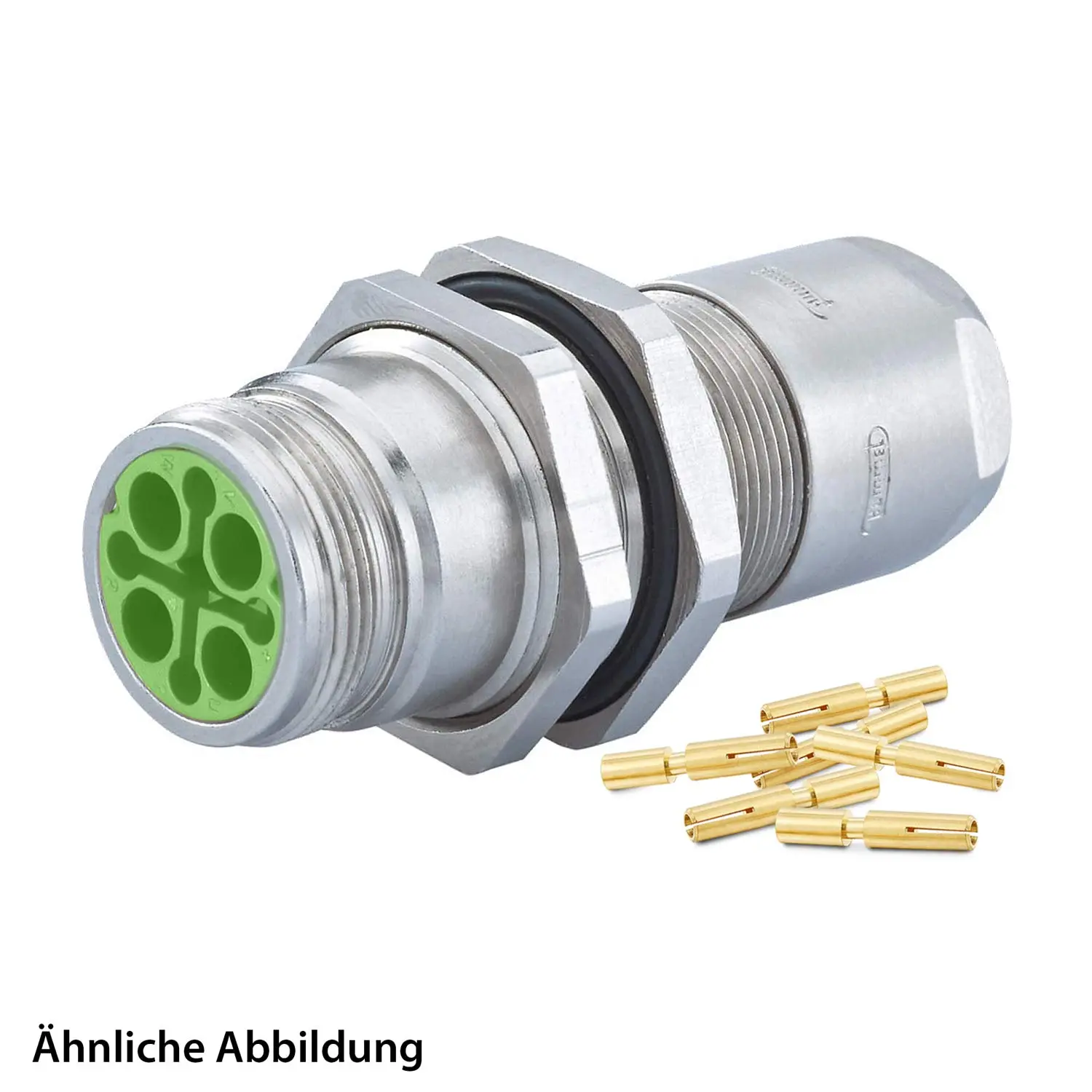799910633K HUMMEL SET inkl. Kontakte M16 Wanddurchführung Kupplung, Crimpein. gerade Polzahl 18-pol., Buchse mit Gegenmutter Hinterwand, Kabelabgang gerade, Klemmbereich 2,0mm - 7,0mm