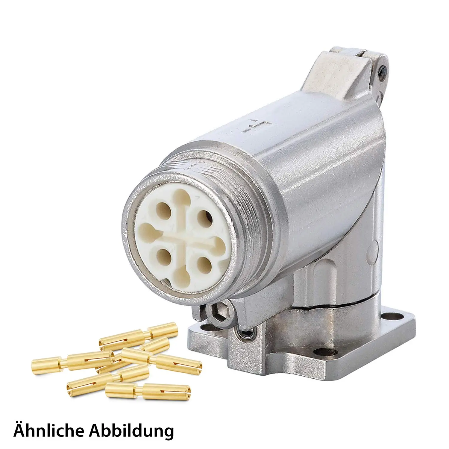 Produktfoto 1 von 799910874K HUMMEL SET inkl. Kontakte M16 Gerätesteckverbinder, Crimpeinsatz gewinkelt Polzahl 6+PE, Buchse drehbar um 315 Grad Vorderwand