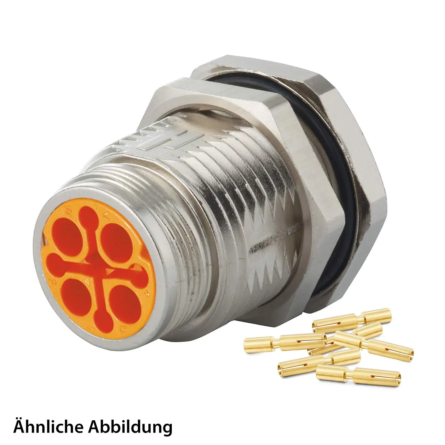 Produktfoto 1 von 799910985K HUMMEL SET inkl. Kontakte M16 Gerätesteckverbinder, Crimpeinsatz gerade Polzahl 3+4+PE, Buchse mit Gegenmutter Hinterwand