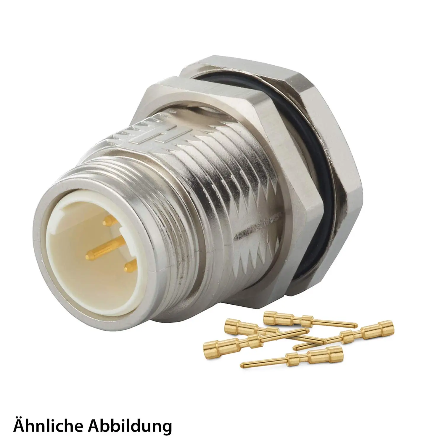 799910990K HUMMEL SET inkl. Kontakte M16 Gerätesteckverbinder, Crimpeinsatz gerade Polzahl 10-pol., Stift mit Gegenmutter Hinterwand