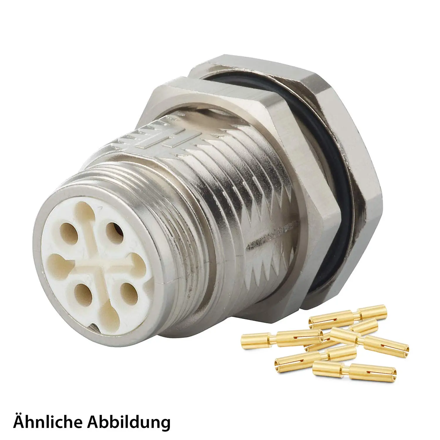 Produktfoto 1 von 799910977K HUMMEL SET inkl. Kontakte M16 Gerätesteckverbinder, Crimpeinsatz gerade Polzahl 3-pol., Buchse mit Gegenmutter Hinterwand