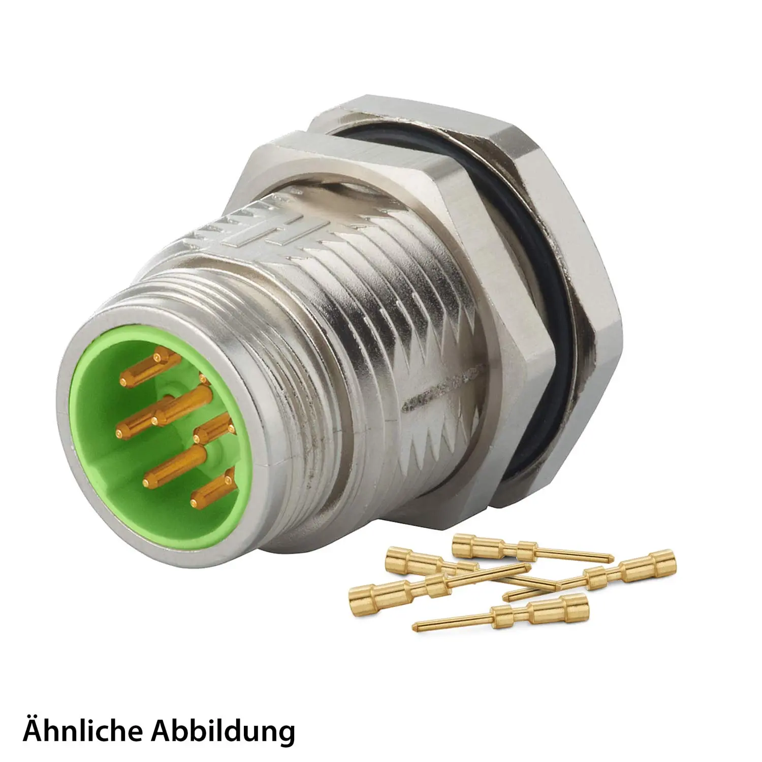 799910992K HUMMEL SET inkl. Kontakte M16 Gerätesteckverbinder, Crimpeinsatz gerade Polzahl 10-pol., Stift mit Gegenmutter Hinterwand