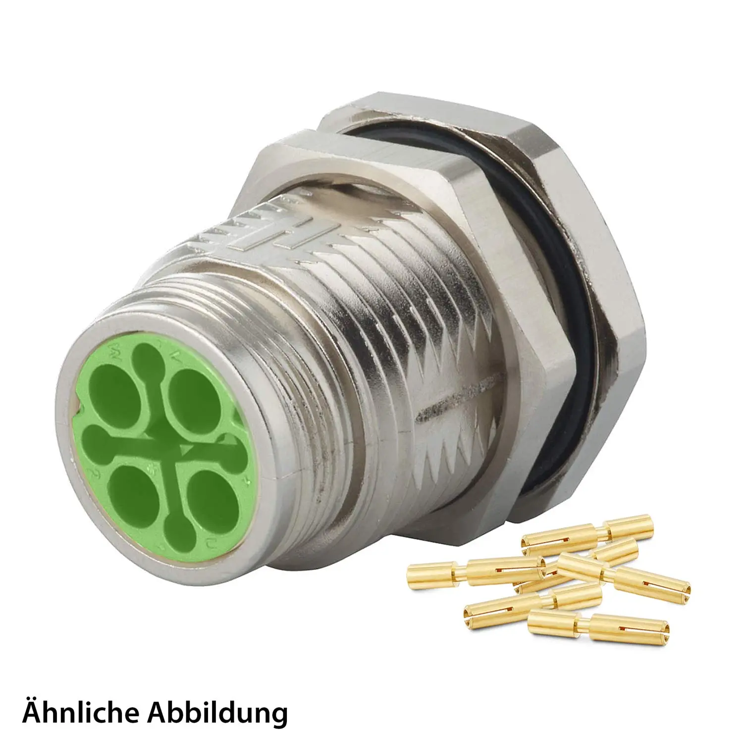 Produktfoto 1 von 799910993K HUMMEL SET inkl. Kontakte M16 Gerätesteckverbinder, Crimpeinsatz gerade Polzahl 10-pol., Buchse mit Gegenmutter Hinterwand