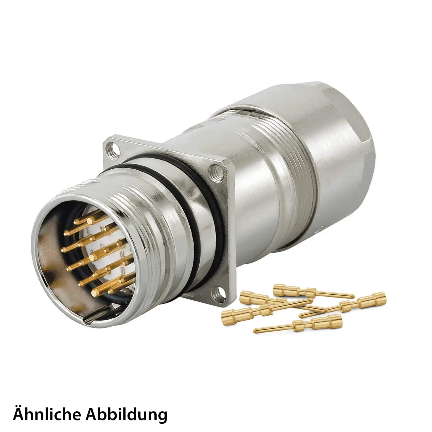 799912331K HUMMEL SET inkl. Kontakte M23 Signal Wanddurchführung Kupplung, Crimpein. gerade Polzahl 19-pol., Stift Hinterwand, Kabelabgang gerade, Klemmbereich 11,0mm - 17,0mm