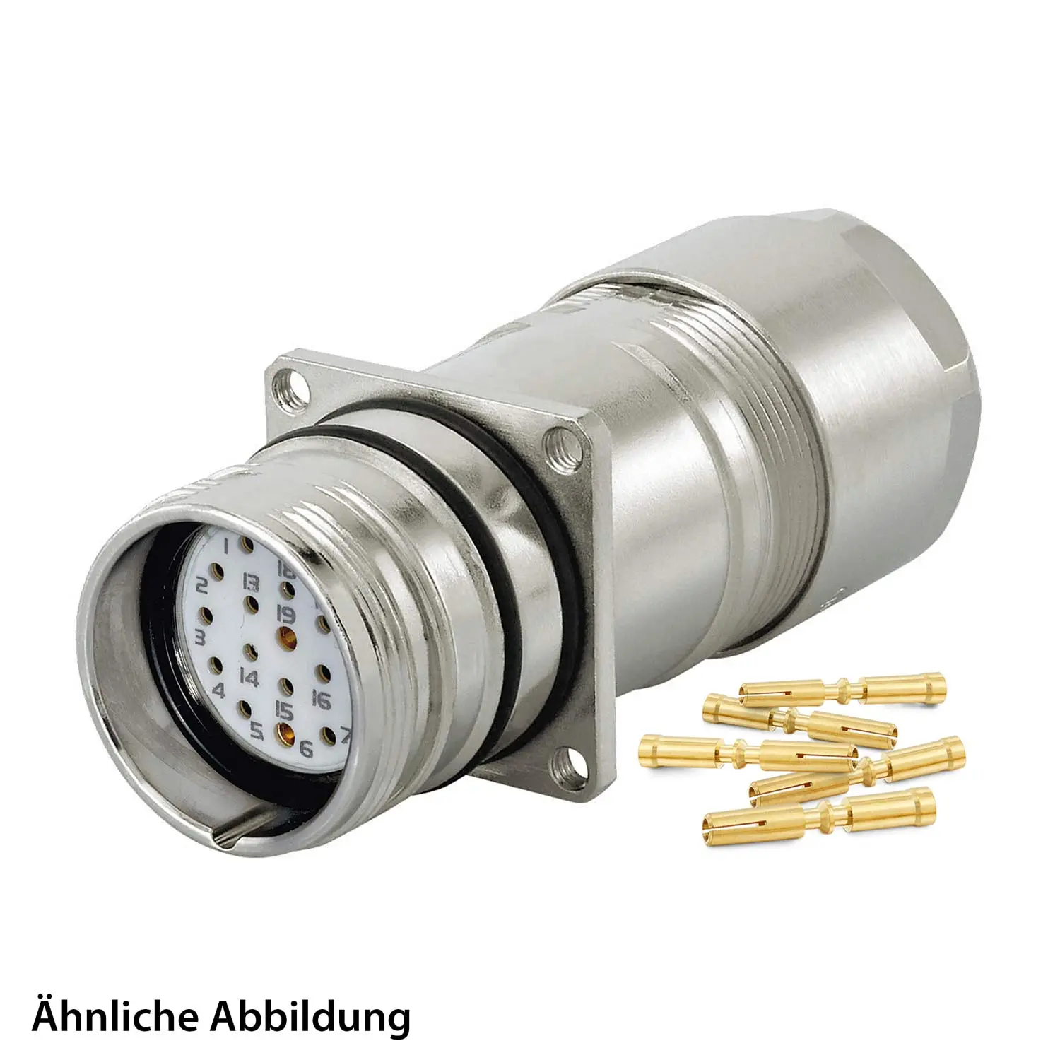 799912338K HUMMEL SET inkl. Kontakte M23 Signal Wanddurchführung Kupplung, Crimpein. gerade Polzahl 2+16+PE, Buchse Hinterwand, Kabelabgang gerade, Klemmbereich 11,0mm - 17,0mm