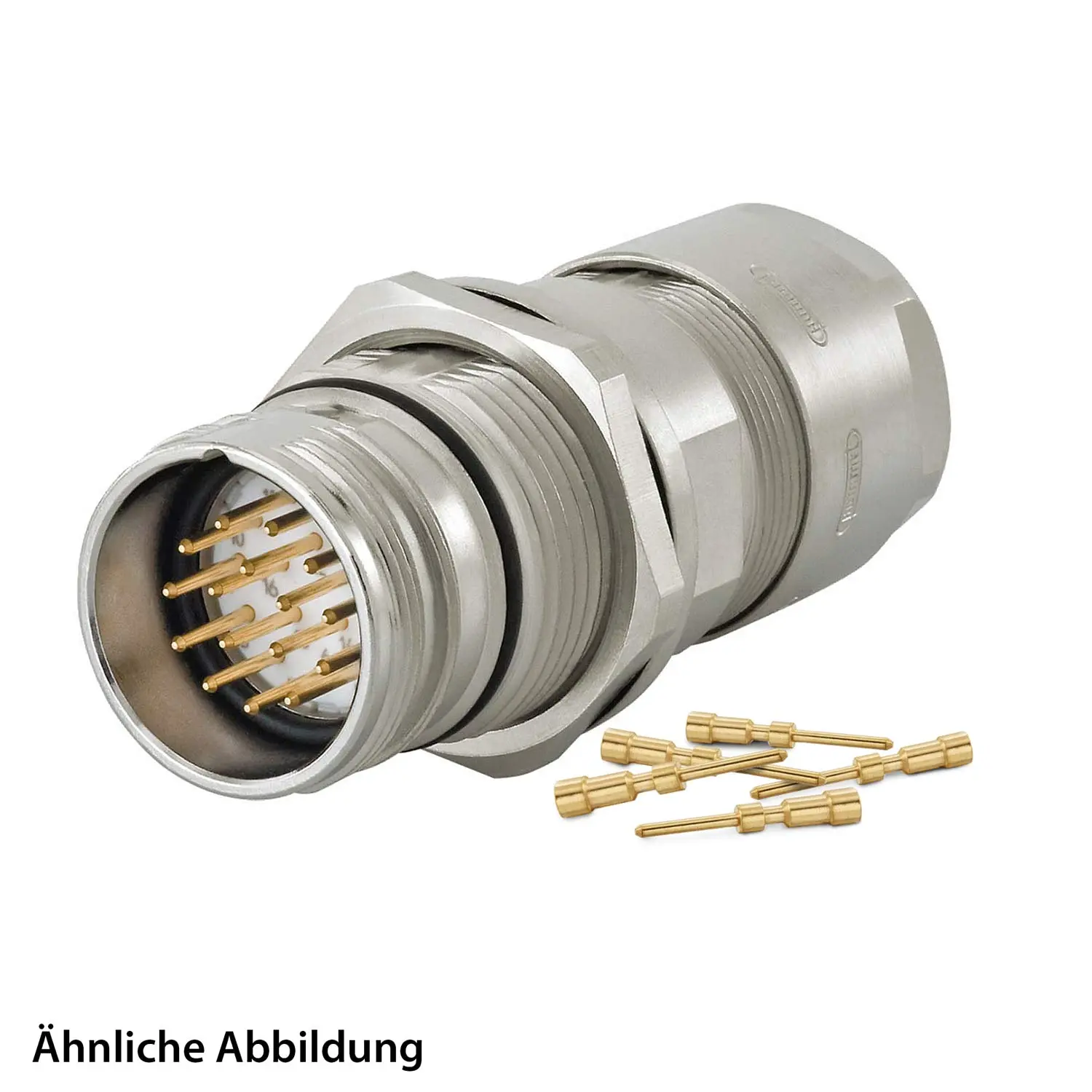 799912380K HUMMEL SET inkl. Kontakte M23 Signal Wanddurchführung Kupplung, Crimpein. gerade Polzahl 9-pol. 1+8, Stift mit Gegenmutter Hinterwand, Kabelabgang gerade, Klemmbereich 3,0mm - 7,0mm