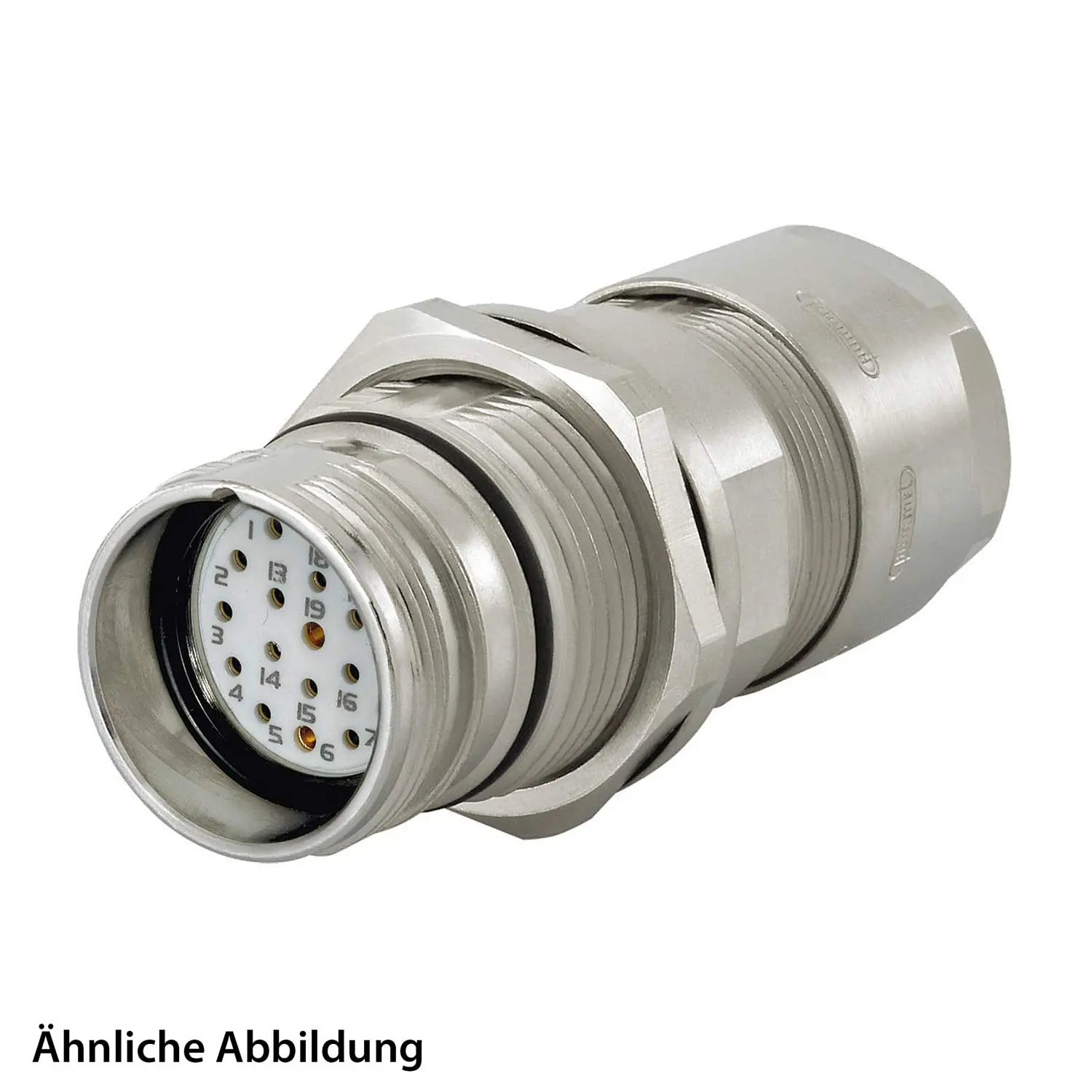 799912439K HUMMEL SET inkl. Kontakte M23 Signal Wanddurchführung Kupplung, Löteinsatz gerade Polzahl 7-pol., Buchse mit Gegenmutter Hinterwand, Kabelabgang gerade, Klemmbereich 7,0mm - 12,0mm