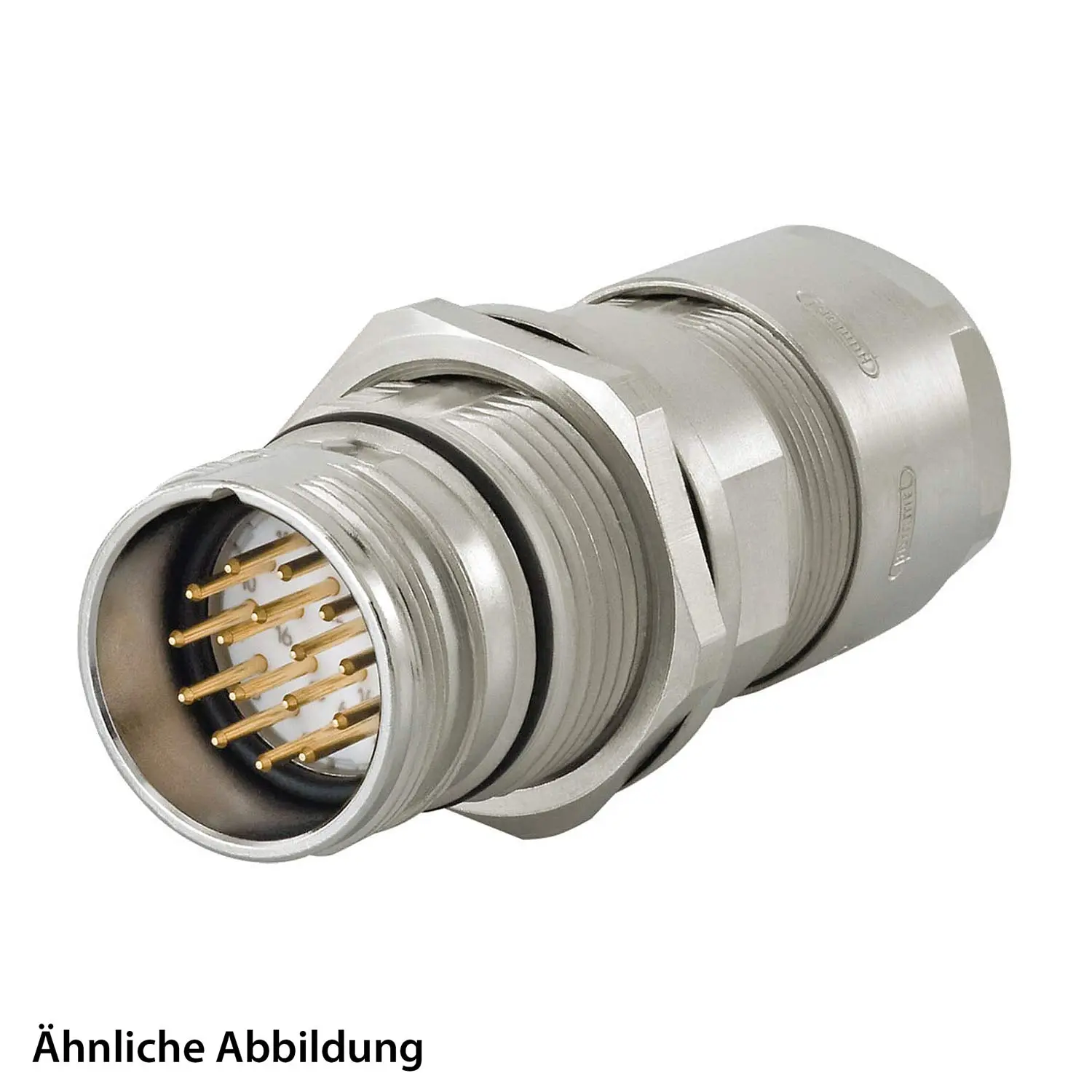 799912349K HUMMEL SET inkl. Kontakte M23 Signal Wanddurchführung Kupplung, Löteinsatz gerade Polzahl 12-pol., Stift mit Gegenmutter Hinterwand, Kabelabgang gerade, Klemmbereich 3,0mm - 7,0mm