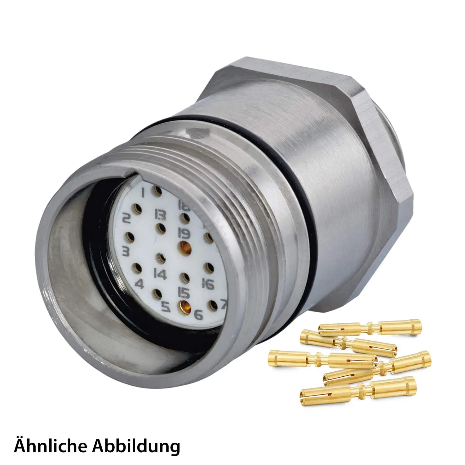 Produktfoto 1 von 799914970K HUMMEL SET inkl. Kontakte M23 Signal Gerätesteckverbinder, Crimpeinsatz gerade Polzahl 11+PE, Buchse Vorderwand