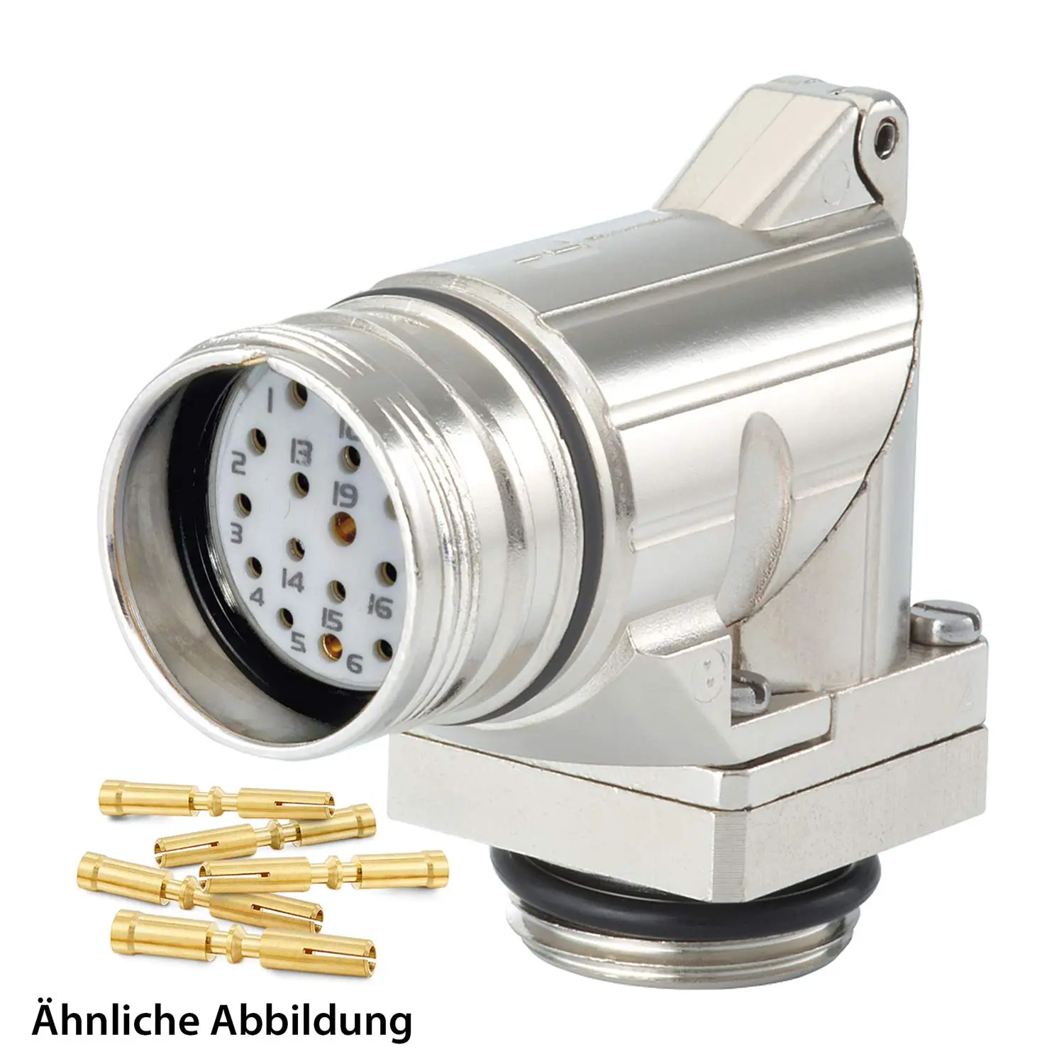 799915349K HUMMEL SET inkl. Kontakte M23 Signal Gerätesteckverbinder, Crimpeinsatz gewinkelt Polzahl 17-pol., Stift drehbar um 335 Grad Vorderwand