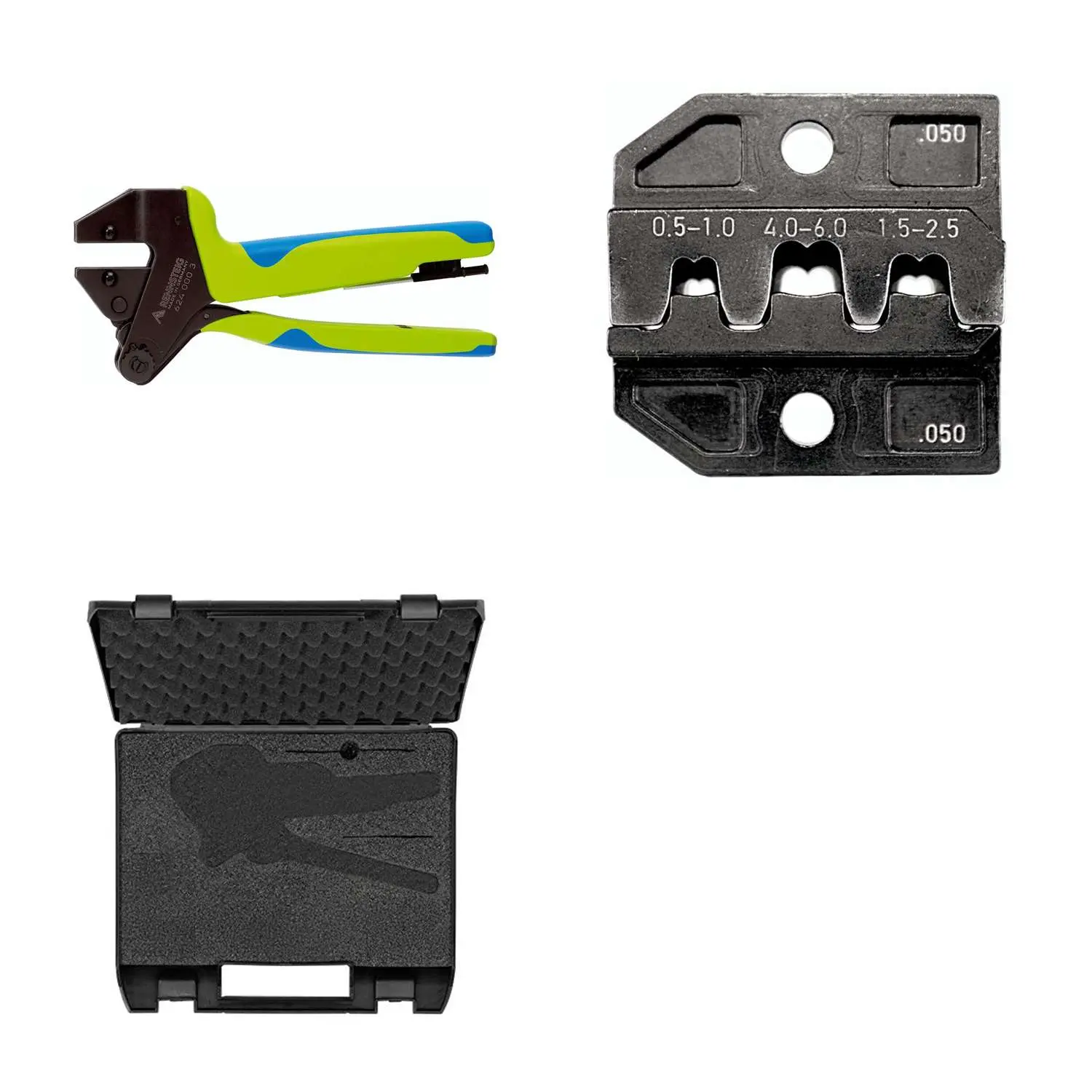 Produktfoto 1 von 624 050 3 0 K2 Rennsteig Werkzeuge GmbH Crimpzange PEW12 im Kunststoffkoffer für Flachstecker gerade Querschnitt 0,5mm² - 6mm²