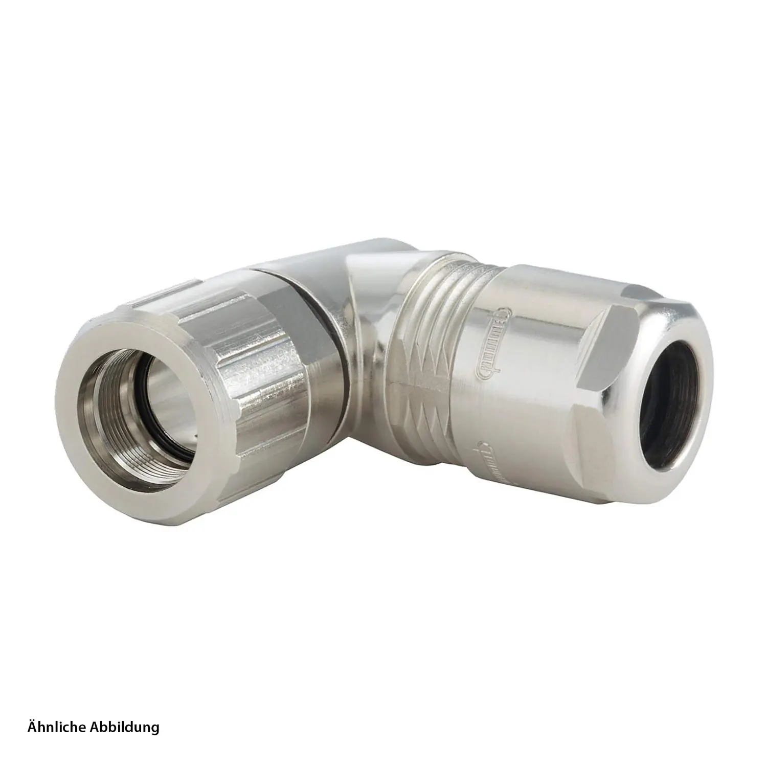 Produktfoto 1 von A712-7K30400000 HUMMEL M12 Power Kabelsteckverbinder für Buchseneinsatz gewinkelt Kabelabgang seitlich, Klemmbereich 5,0mm - 9,0mm Farbe silber