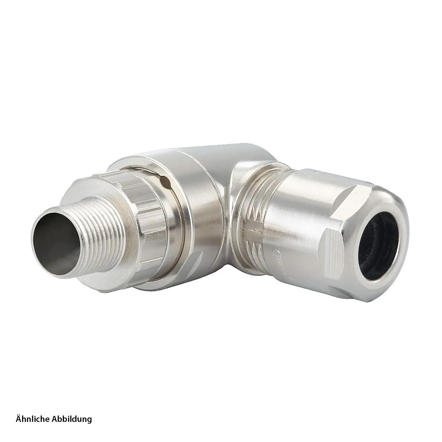 Produktfoto 1 von A712-7S31400000 HUMMEL M12 Power Kupplungssteckverbinder für Stifteneinsatz gewinkelt Kabelabgang seitlich, Klemmbereich 5,0mm - 9,0mm Farbe silber